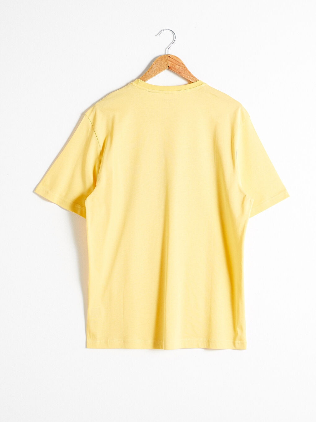 Sarı Bisiklet Yaka Baskılı Penye Tişört-5