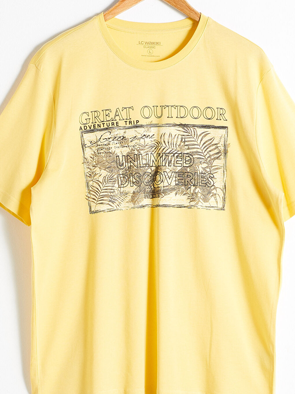 Sarı Bisiklet Yaka Baskılı Penye Tişört-6