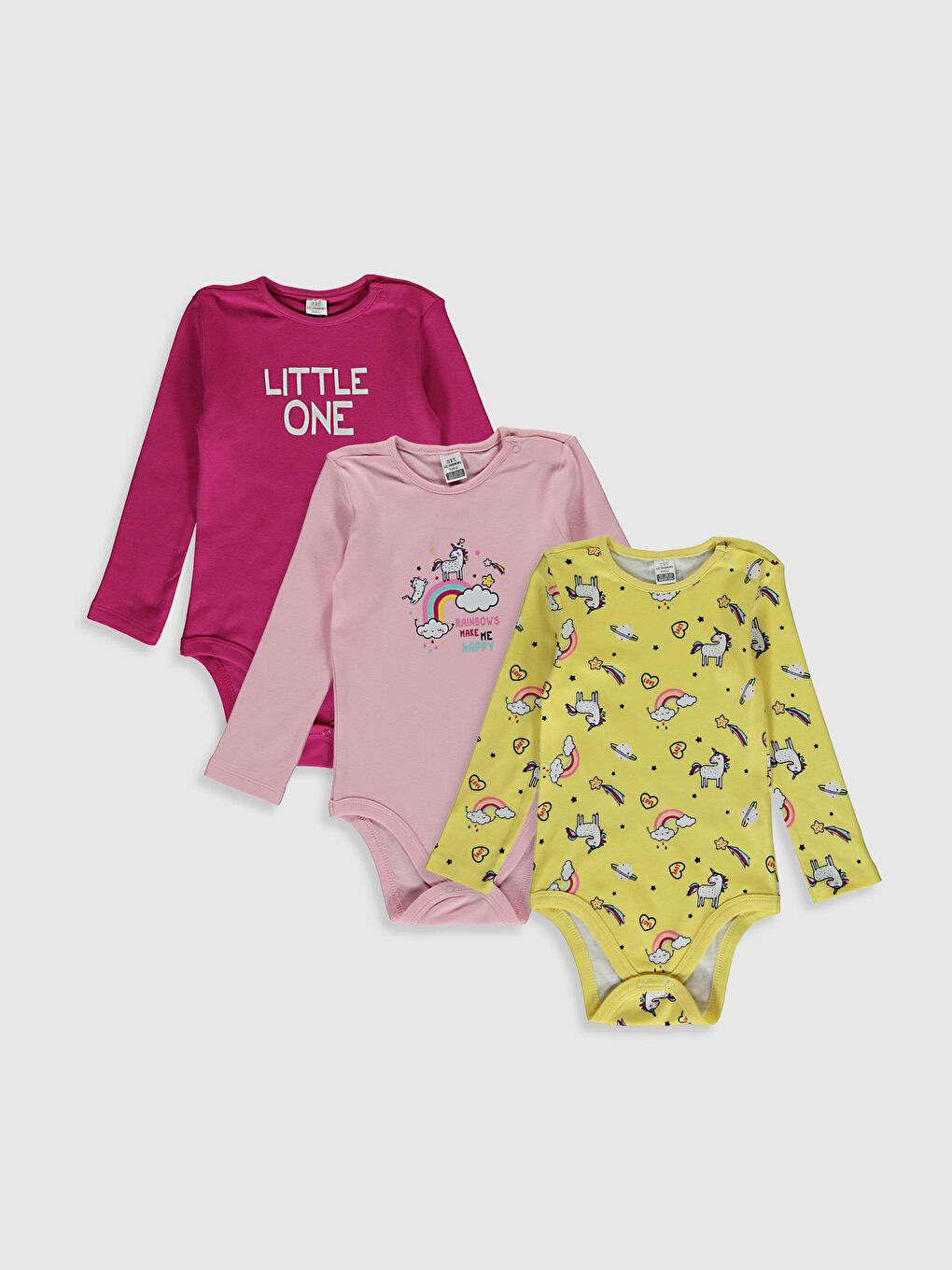Pembe Kız Bebek Çıtçıtlı Body 3'lü