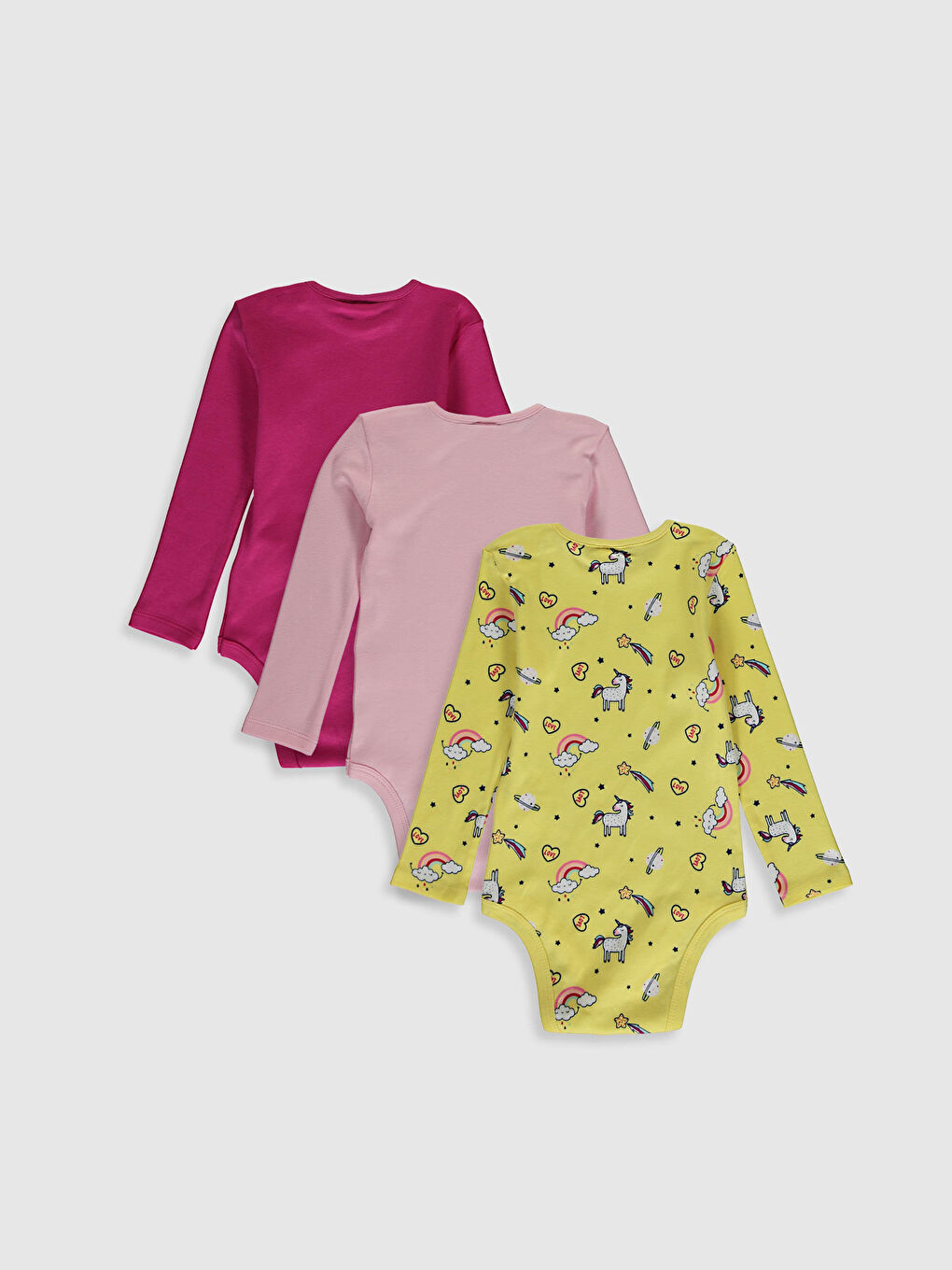 Pembe Kız Bebek Çıtçıtlı Body 3'lü-1