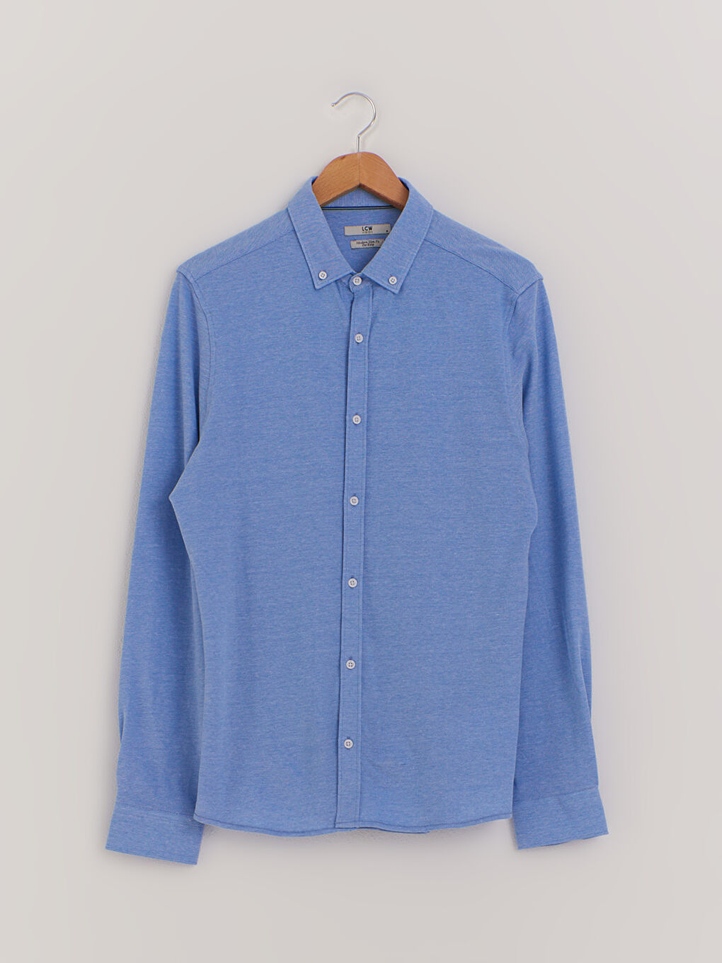 Mavi Slim Fit Uzun Kollu Pamuklu Gömlek