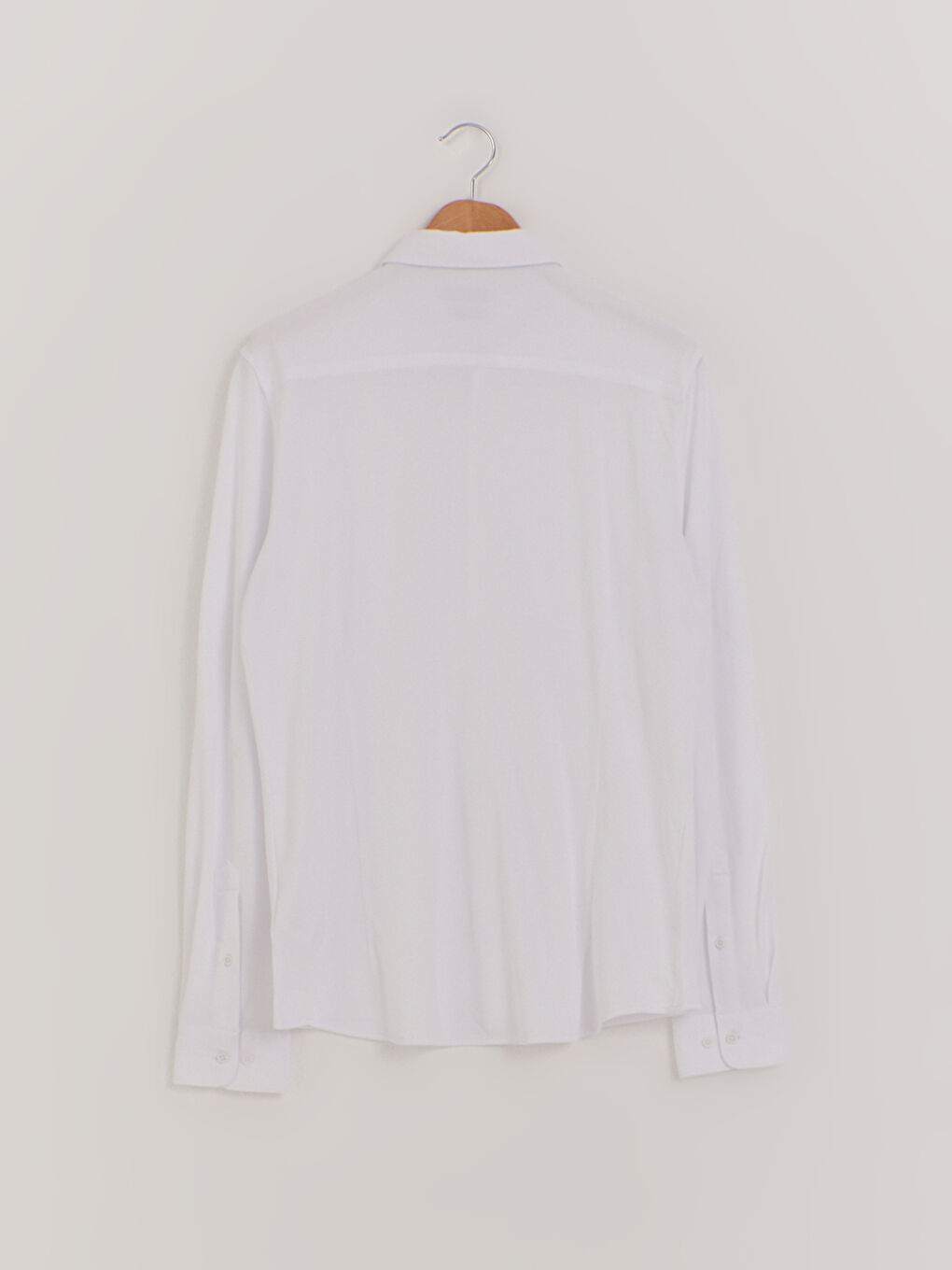 Beyaz Slim Fit Uzun Kollu Pamuklu Gömlek-1