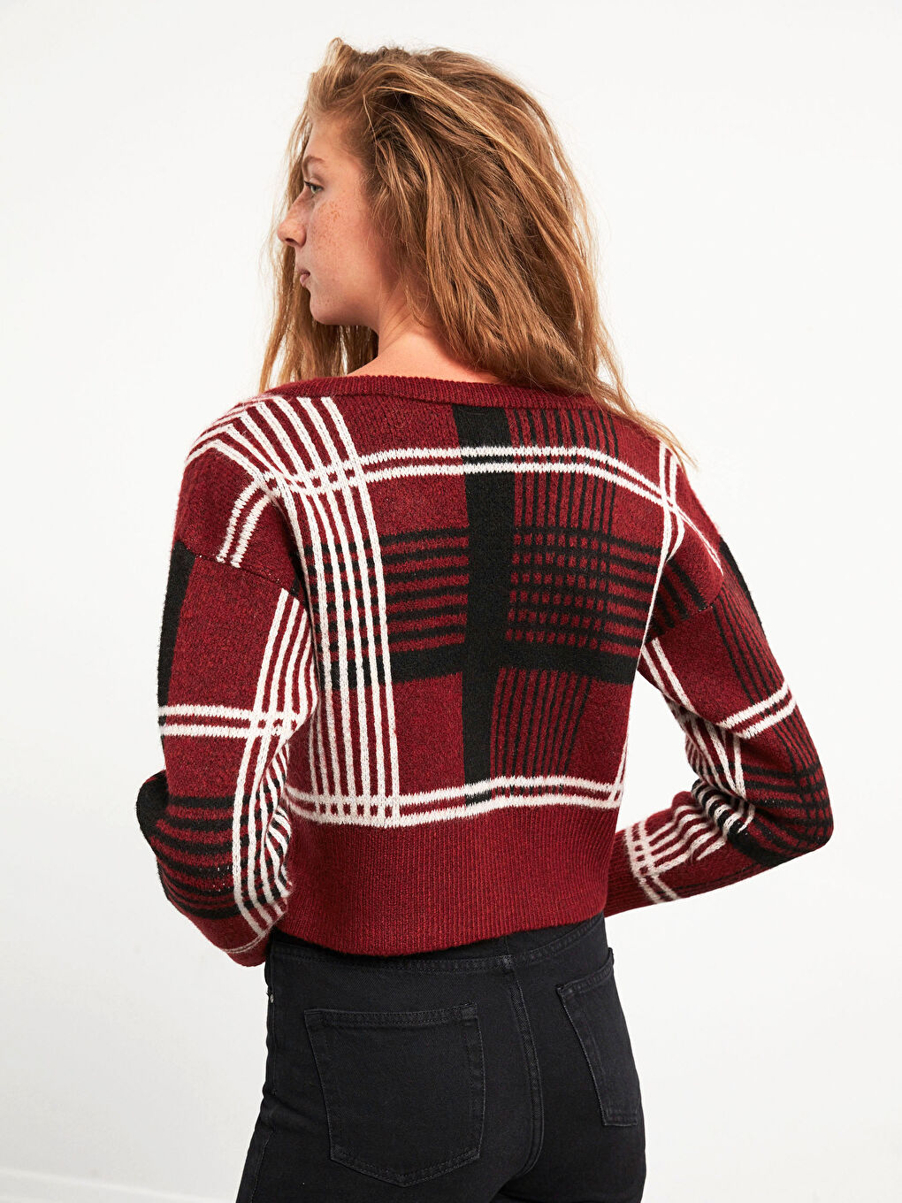 Cardigan en tricot à carreaux-3