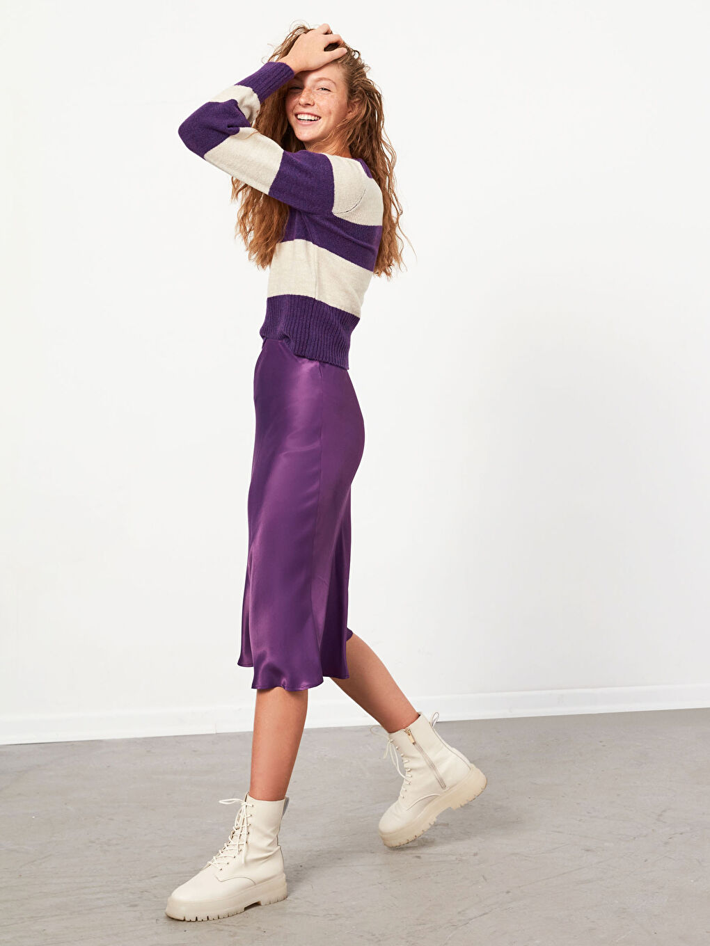 Satin Midi Skirt-5