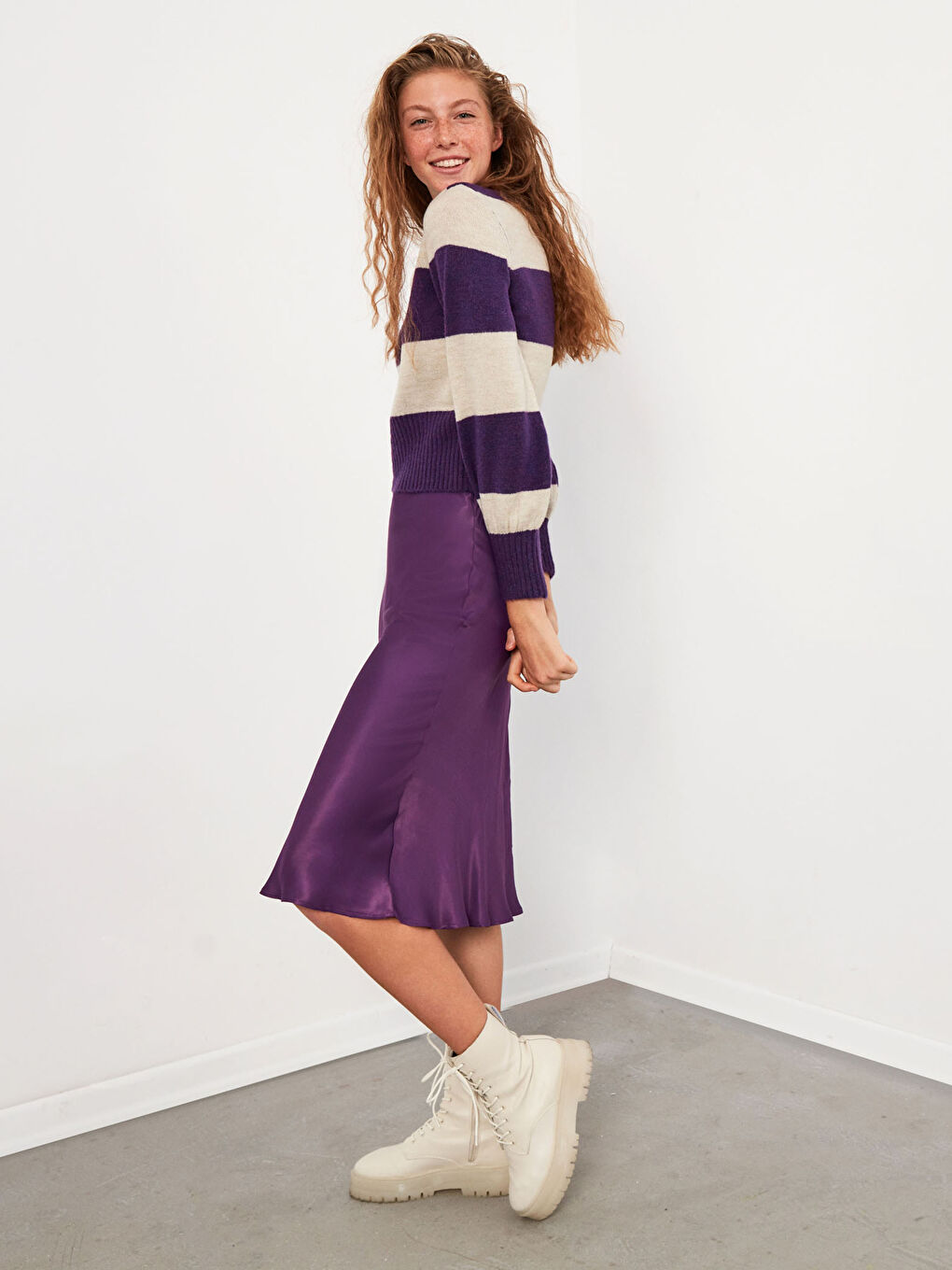 Satin Midi Skirt-7