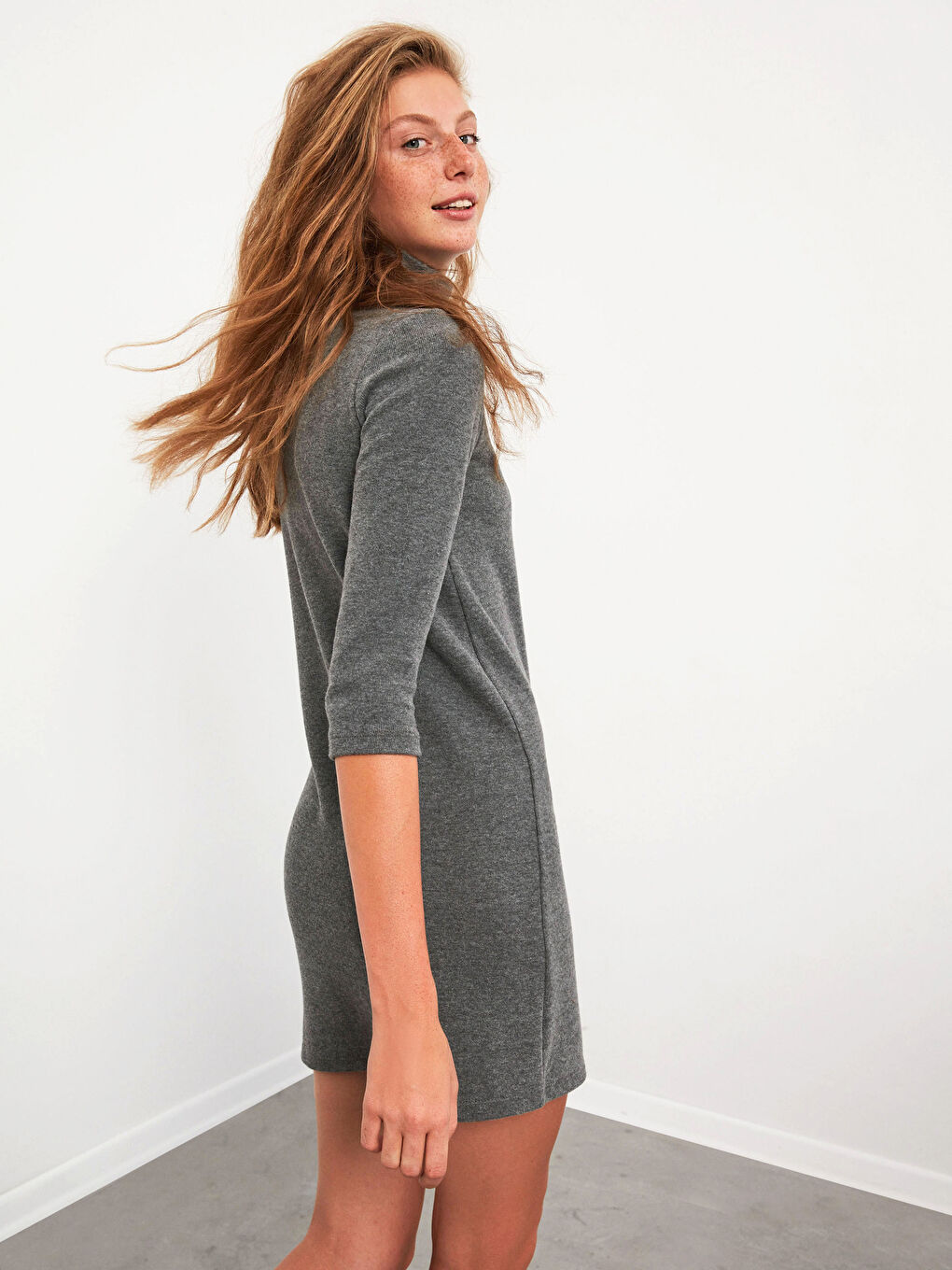 Turtleneck Long-Sleeve Dress-1