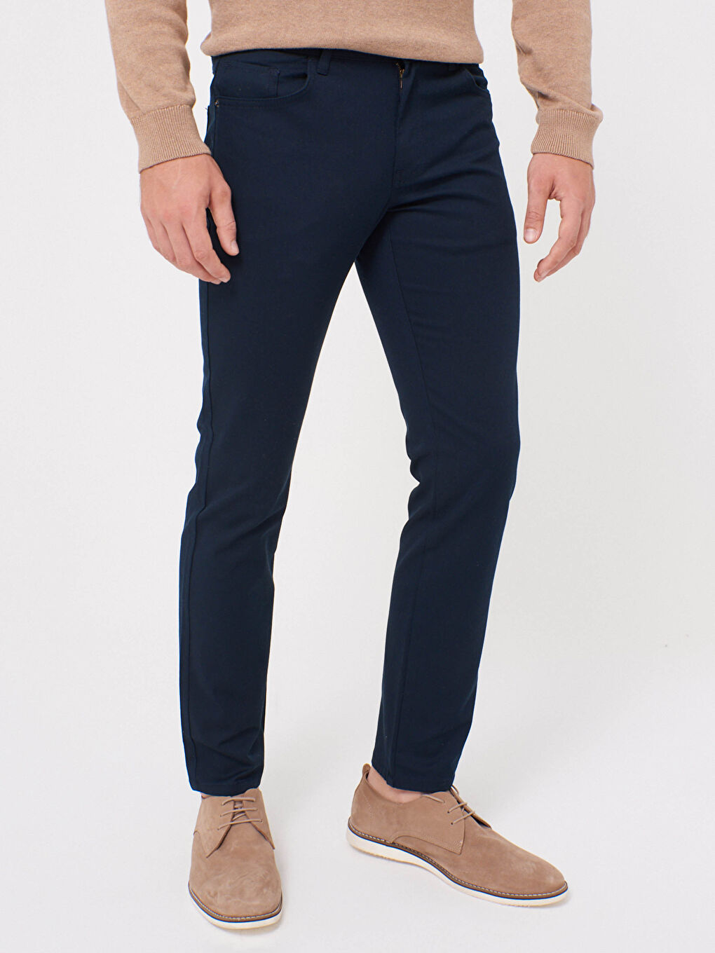 Lacivert Slim Fit Gabardin Chino Pantolon-3