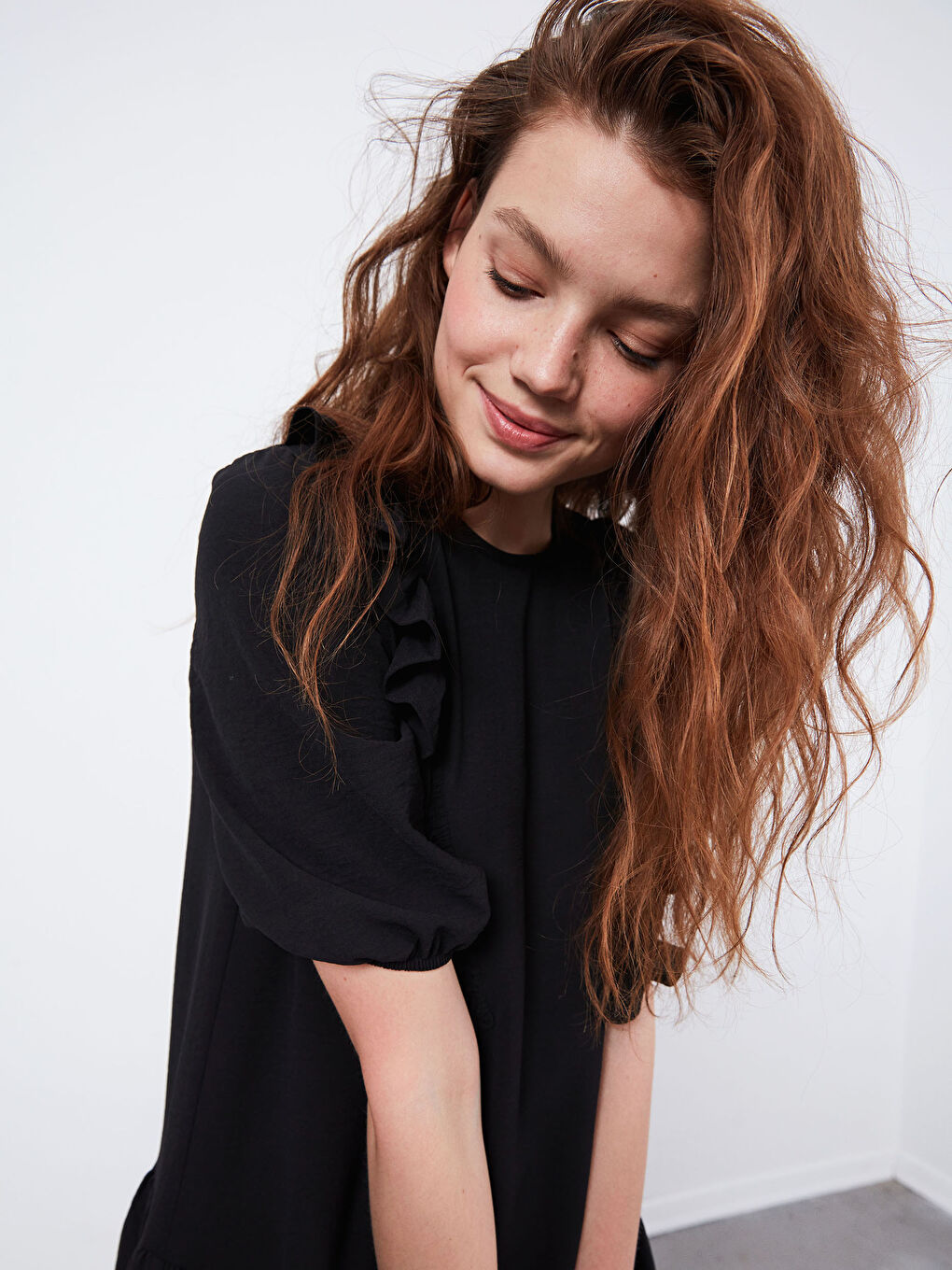 Robe volantée unie-2