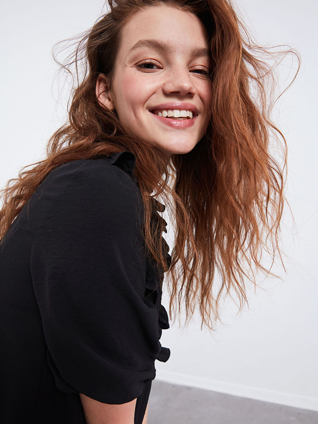 Robe volantée unie-7