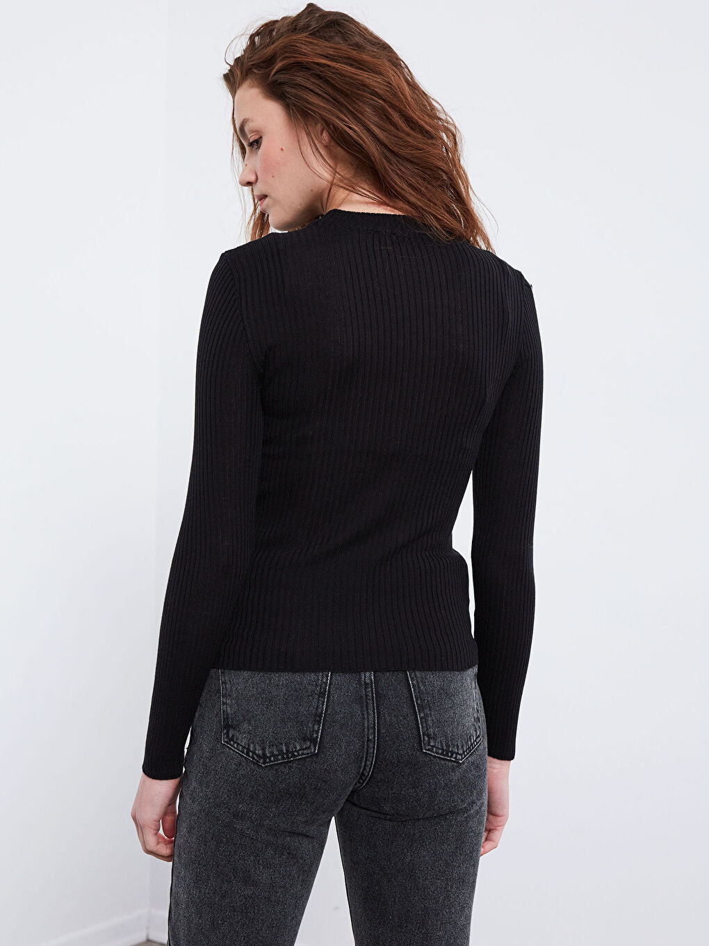 Siyah Yarım Balıkçı Yaka Triko Kazak-4