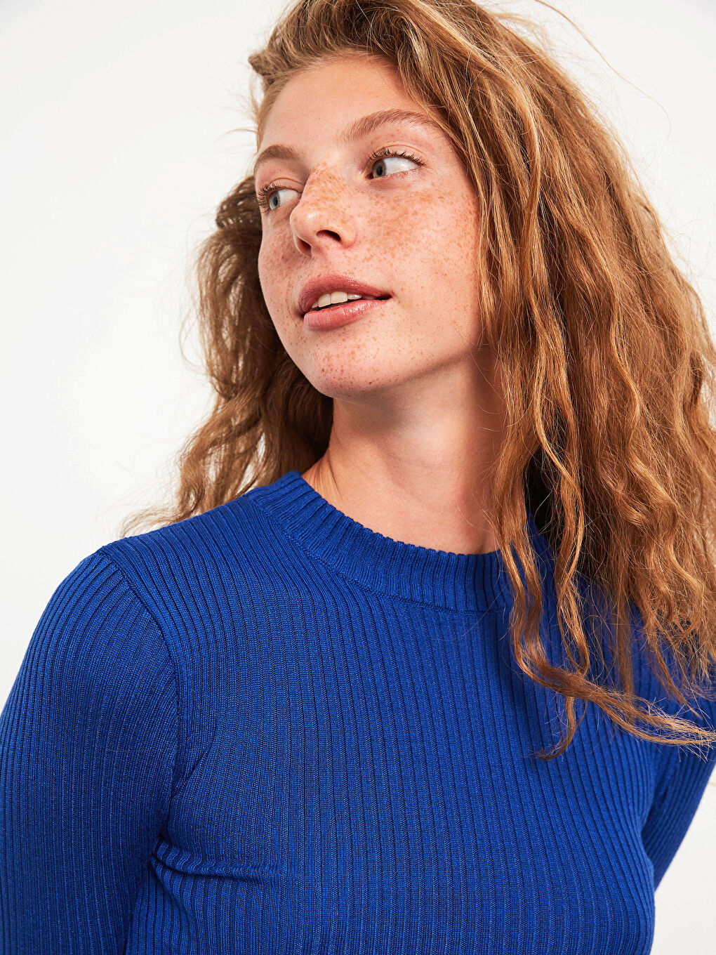 Mavi Yarım Balıkçı Yaka Triko Kazak-1