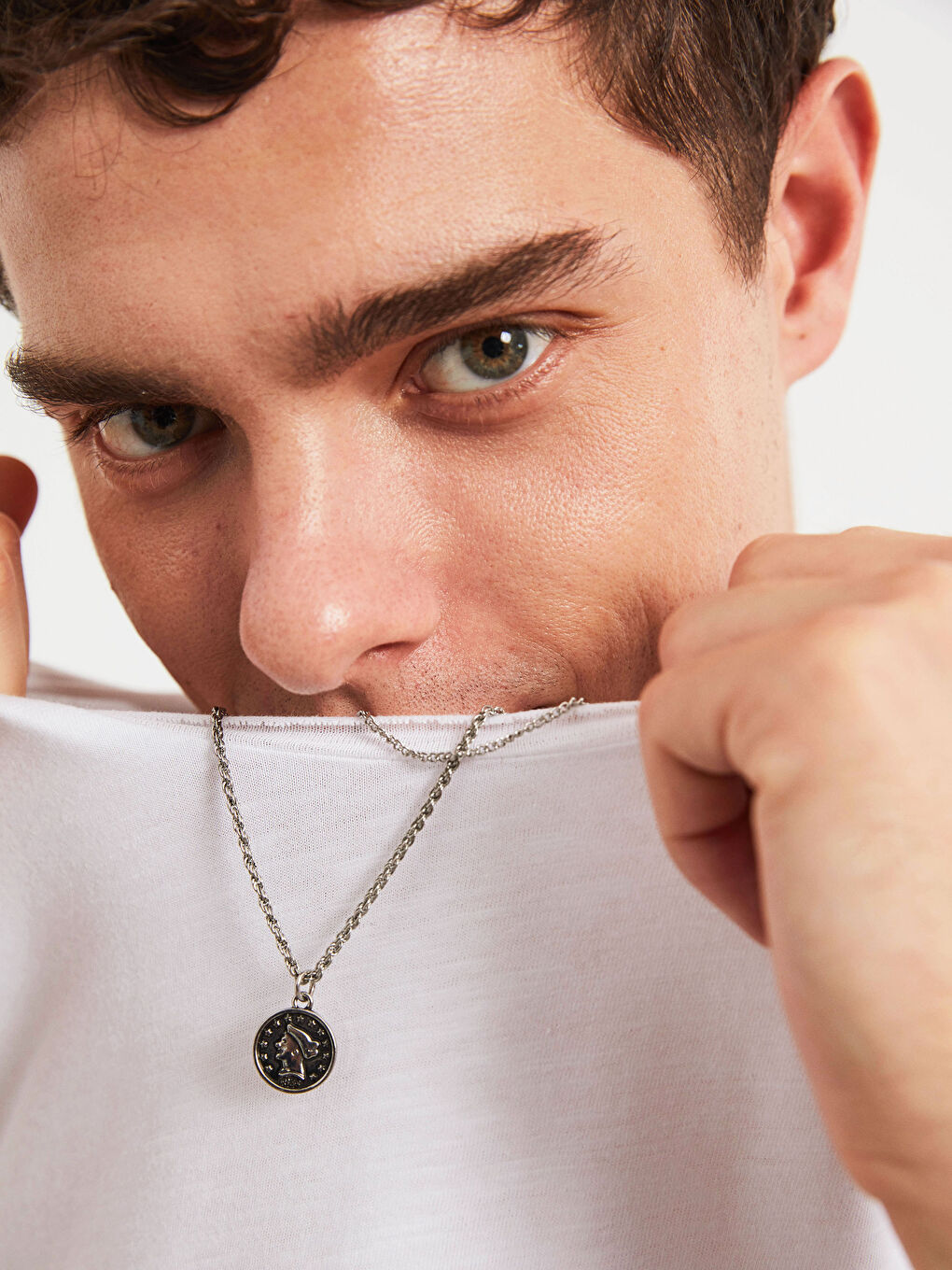 Beyaz Bisiklet Yaka Kısa Kollu Basic Tişört-8