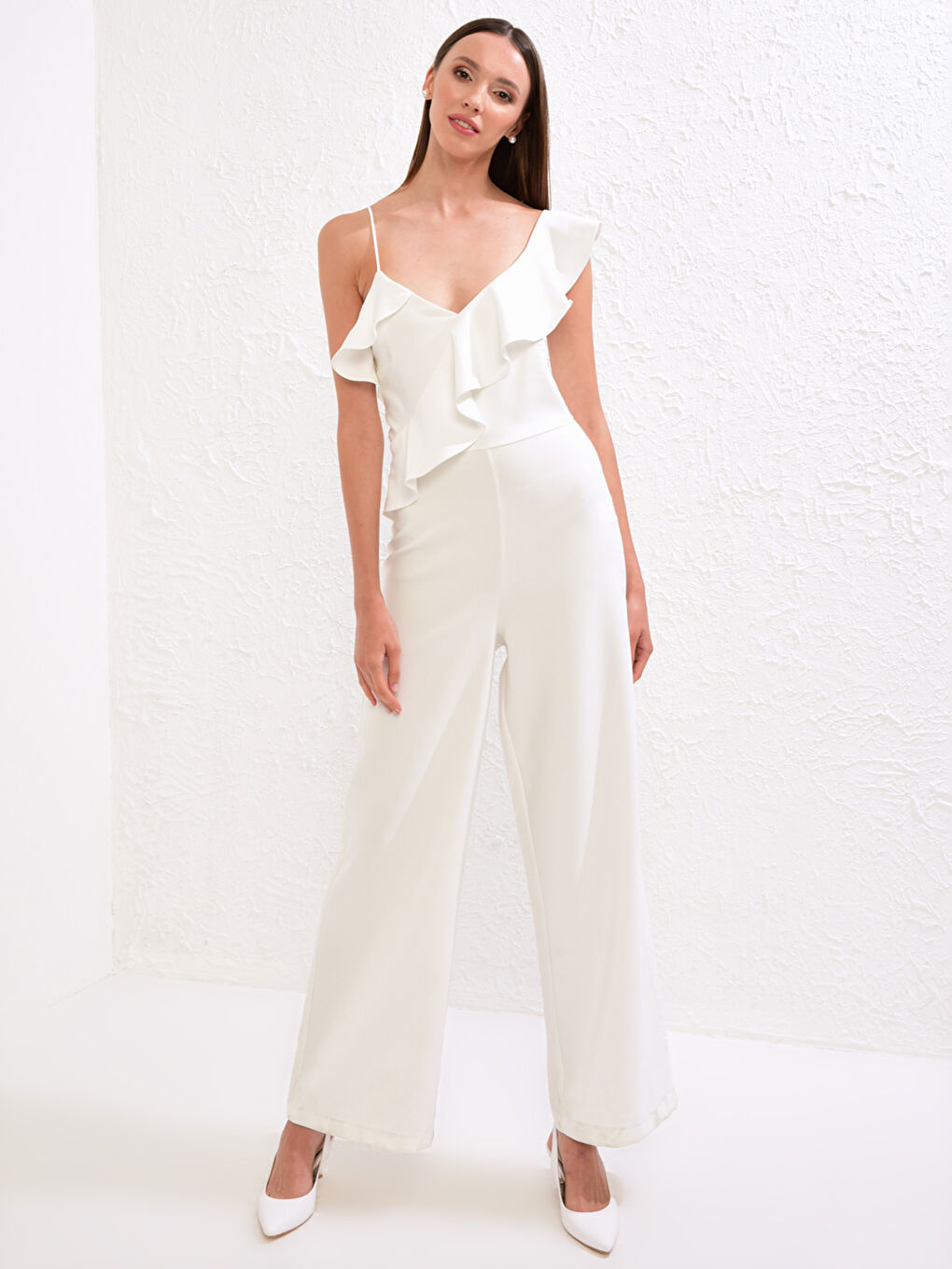Appleline Save The Date Collar Ruffled Jumpsuit-17