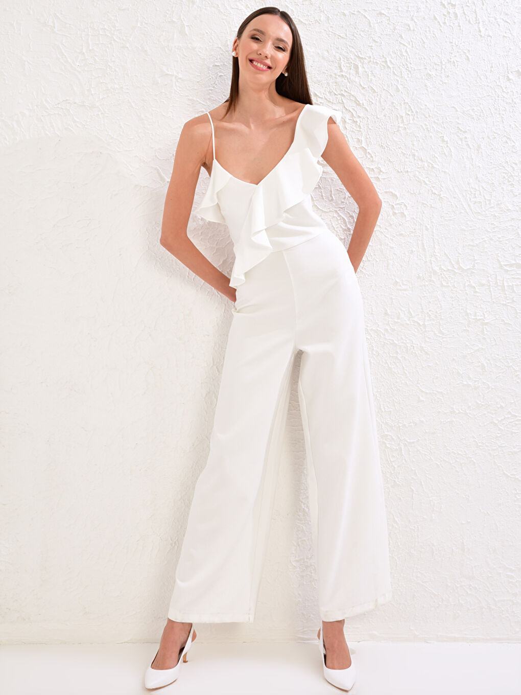 Appleline Save The Date Collar Ruffled Jumpsuit-25