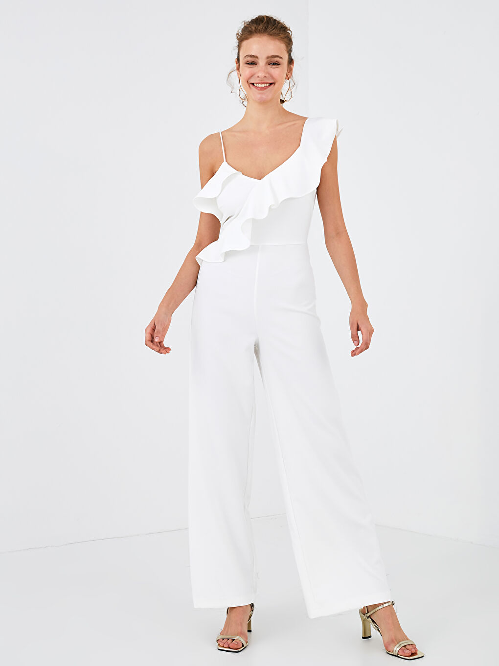 Appleline Save The Date Collar Ruffled Jumpsuit