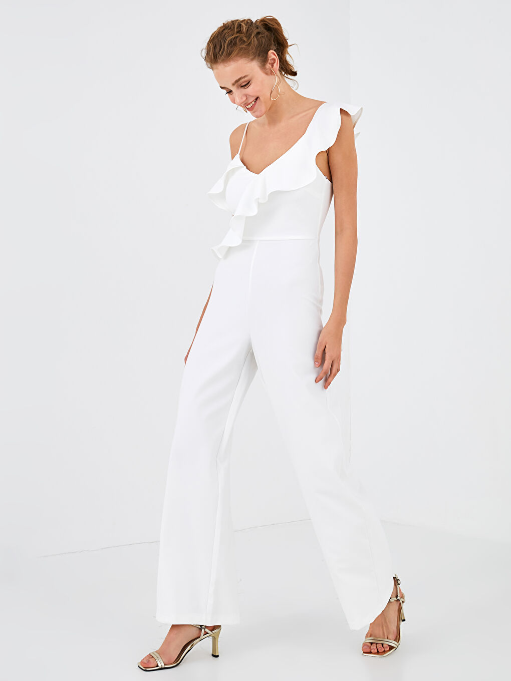 Appleline Save The Date Collar Ruffled Jumpsuit-1