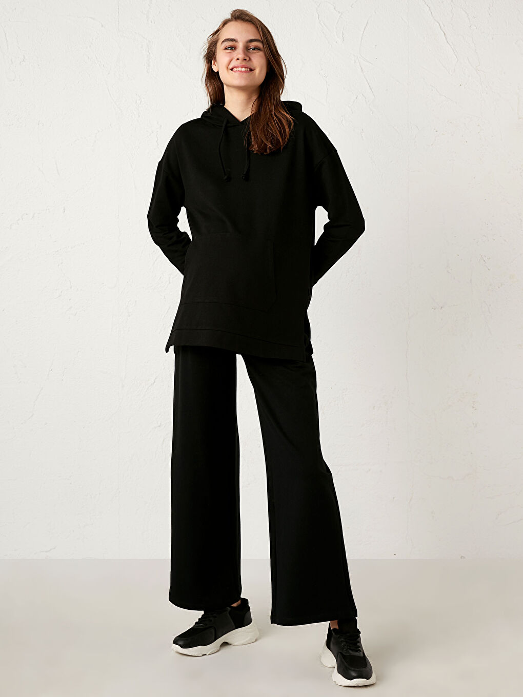 Siyah Geniş Paça Hamile Pantolon-5