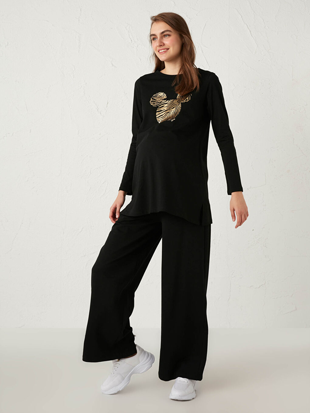 Siyah Geniş Paça Hamile Pantolon-2