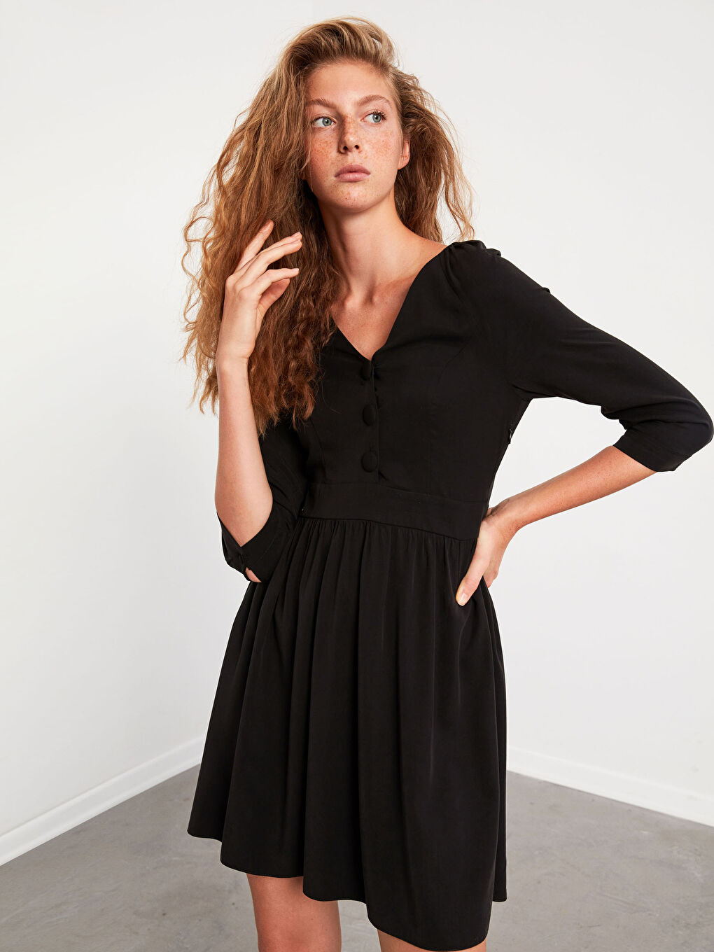 XSIDE Geknöpftes Kragen Ausgestelltes Kleid -0WDF03Z8-CVL