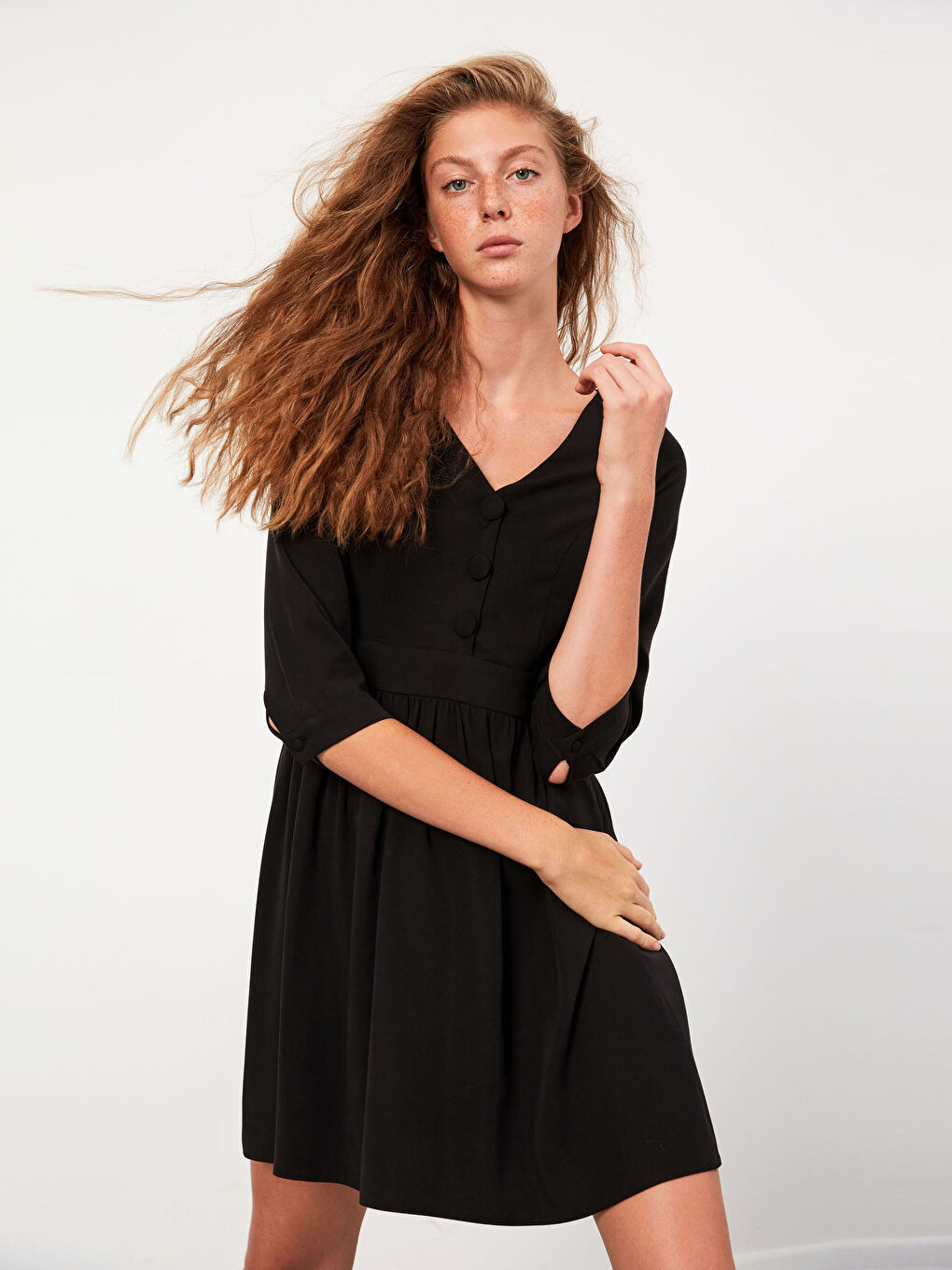 XSIDE Geknöpftes Kragen Ausgestelltes Kleid -0WDF03Z8-CVL