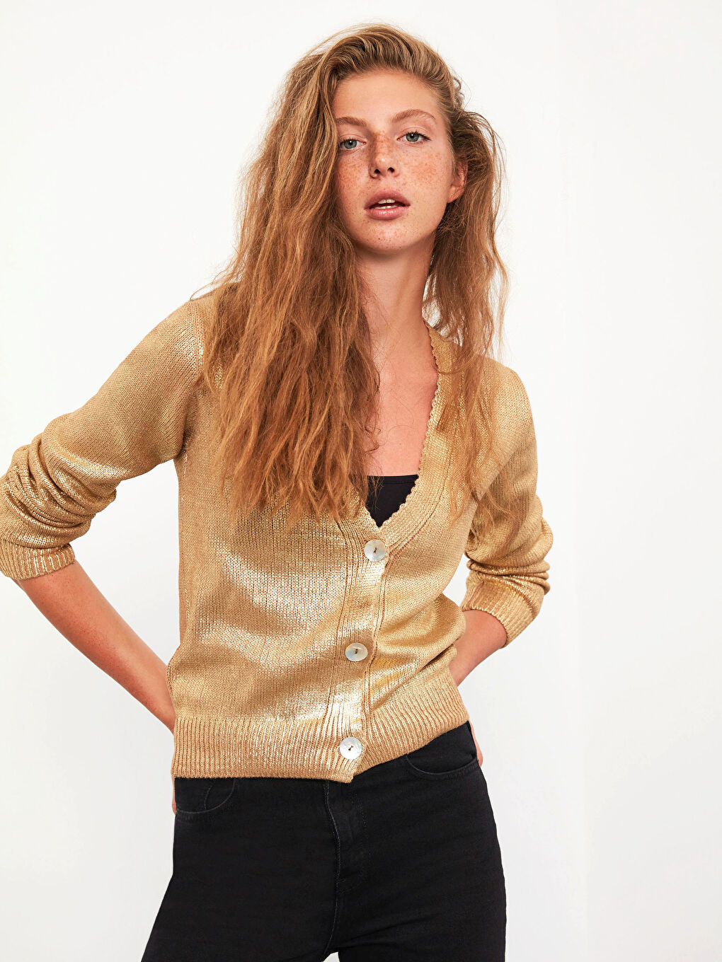 V-Neck Tricot Cardigan-1