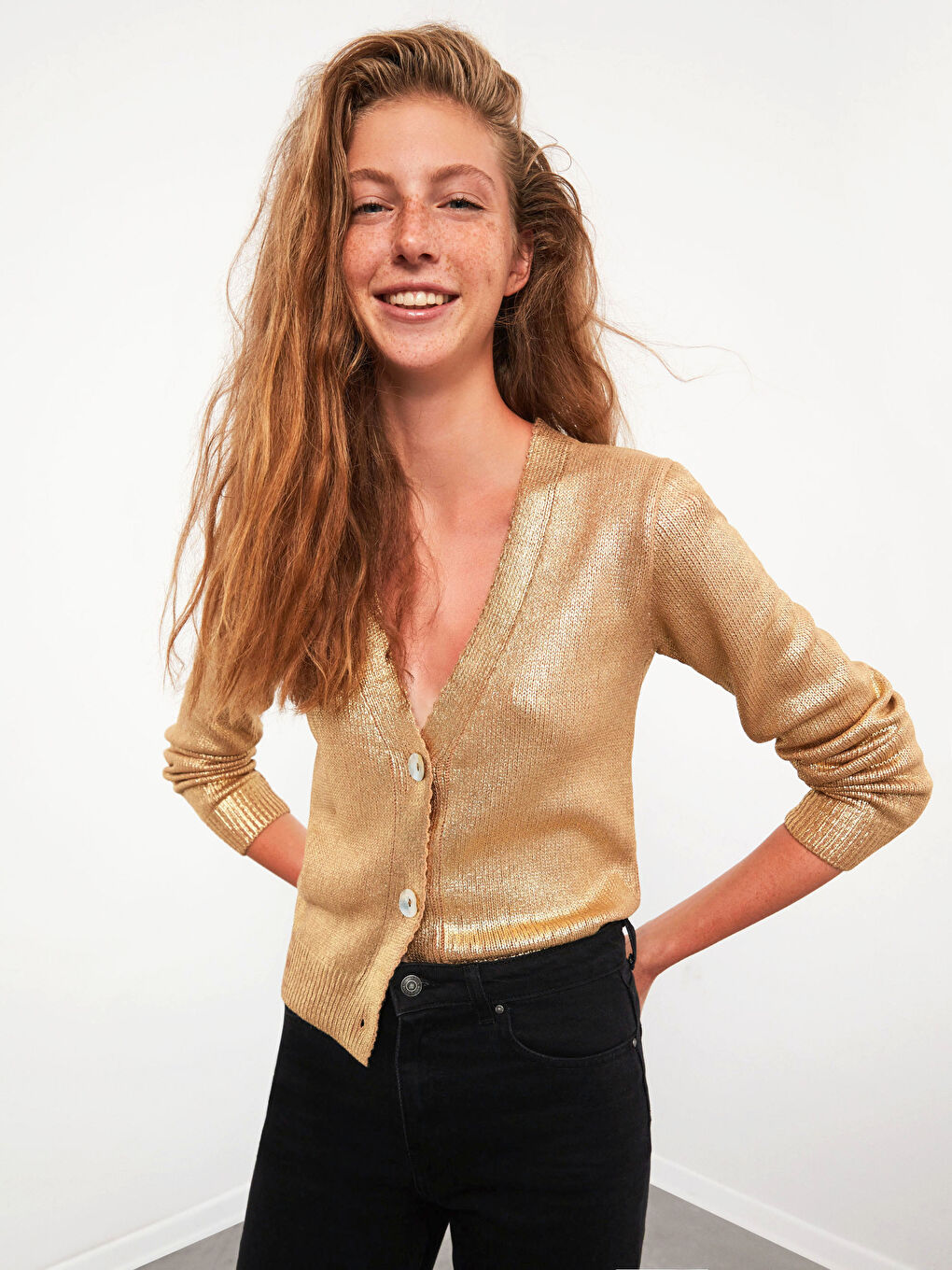 V-Neck Tricot Cardigan-3