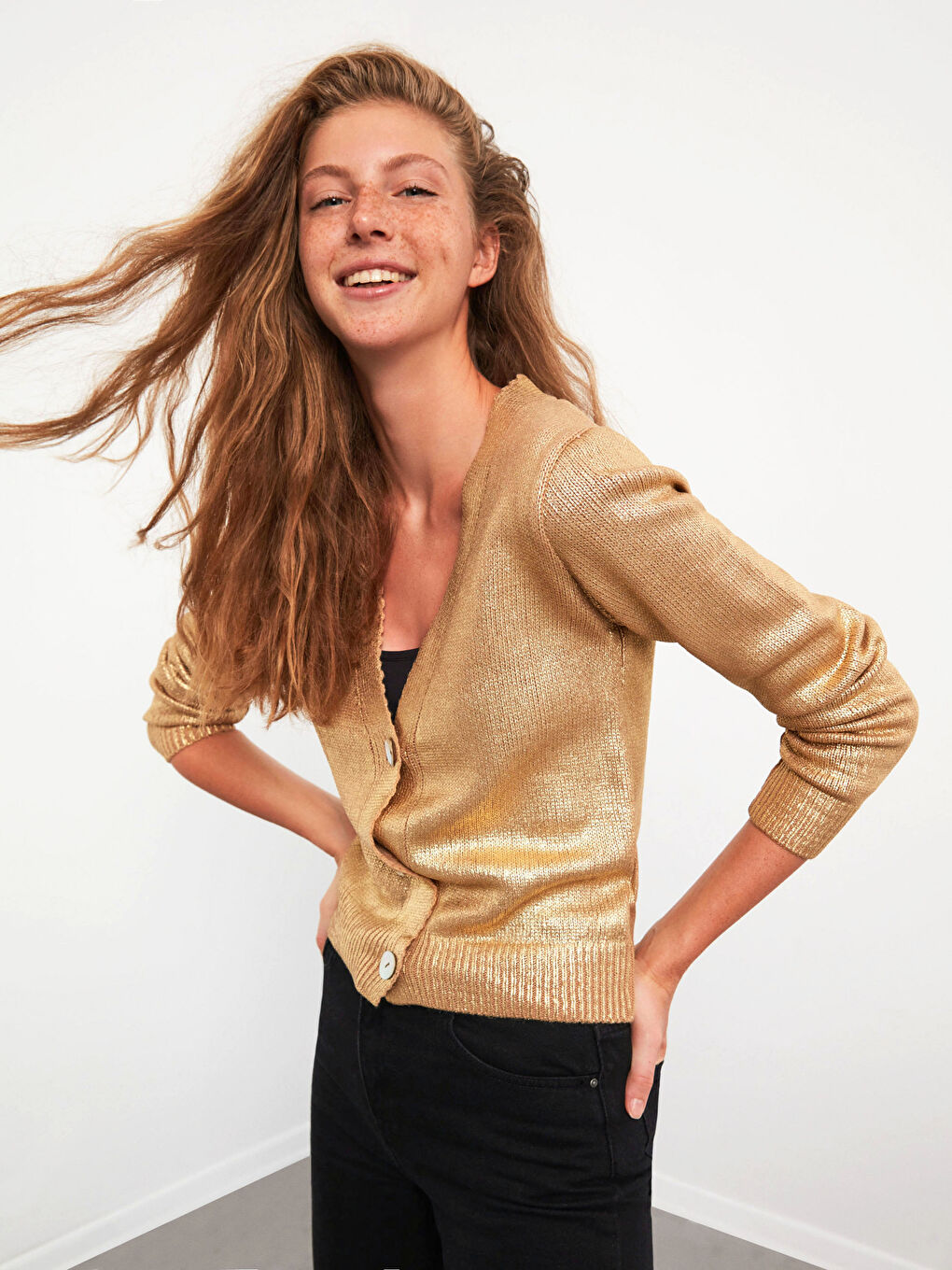 V-Neck Tricot Cardigan-5