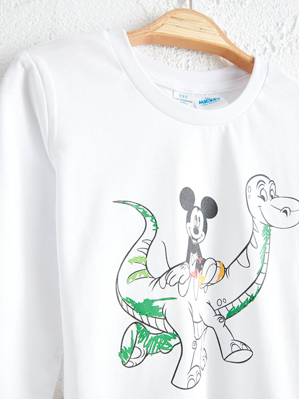 Beyaz Erkek Bebek Disney Baskılı Sweatshirt ve Silinebilir Boya Kalemi-3