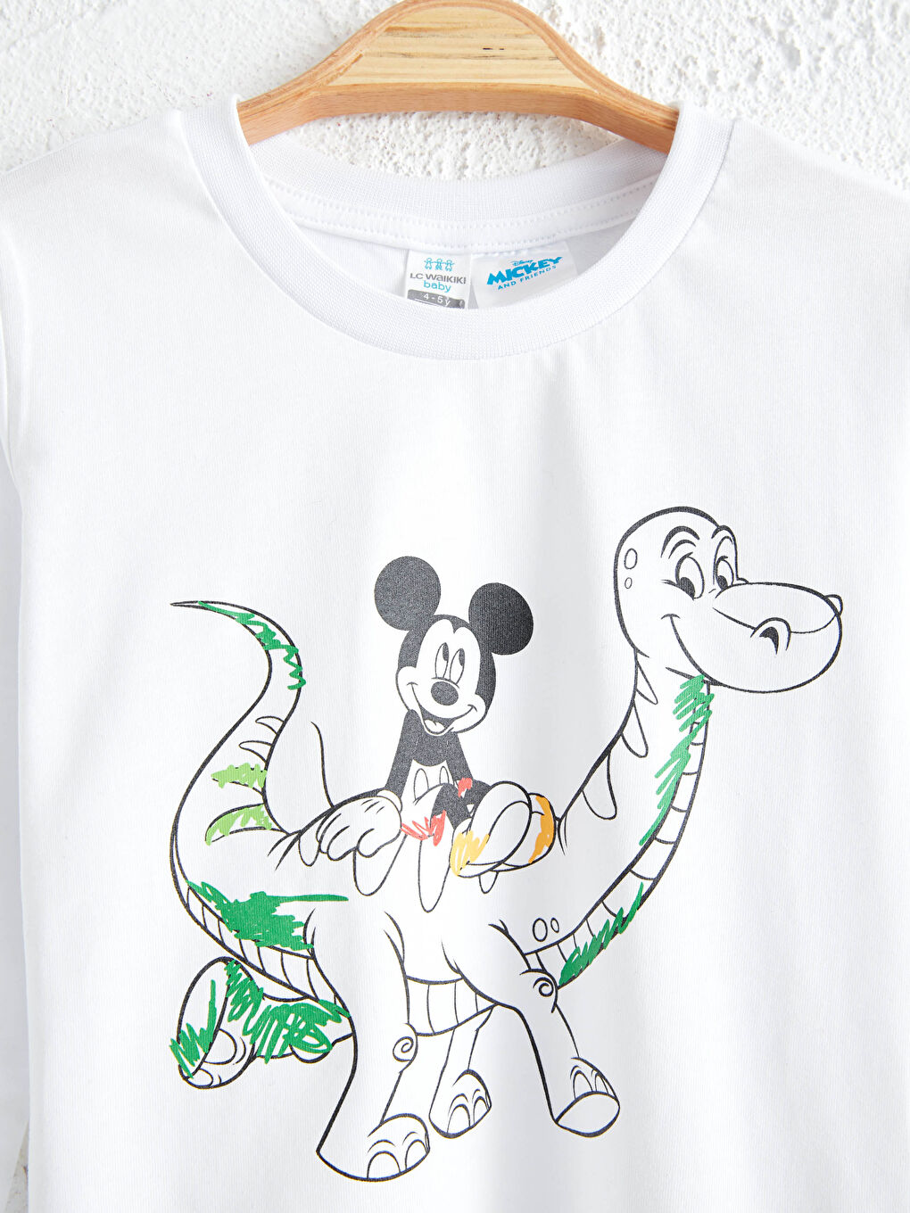 Beyaz Erkek Bebek Disney Baskılı Sweatshirt ve Silinebilir Boya Kalemi-4