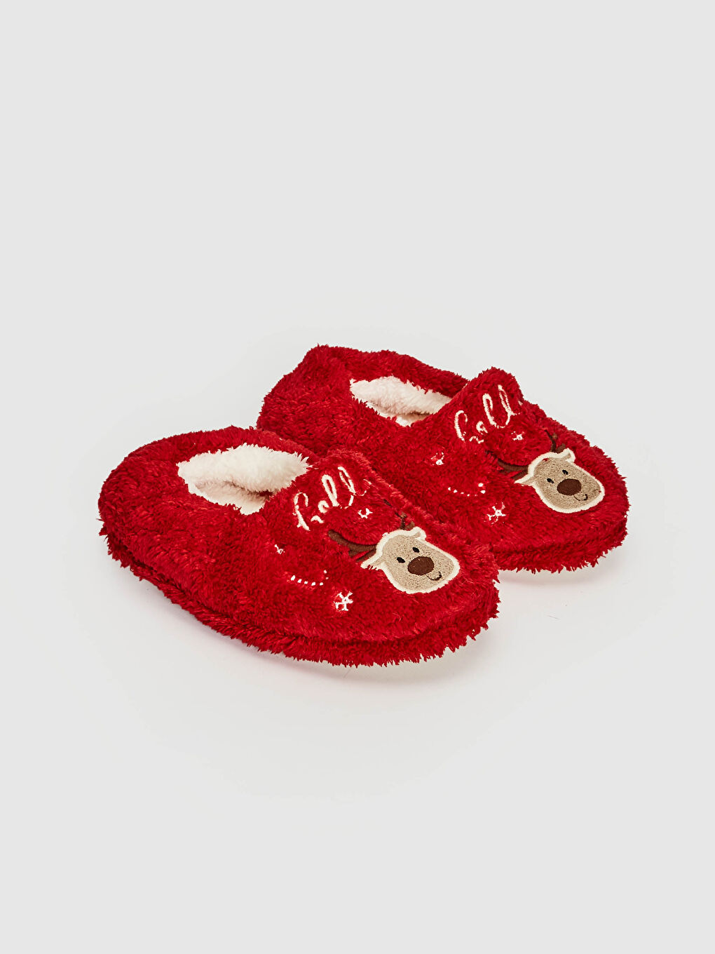 Kırmızı Erkek Çocuk Nakışlı Ev Terliği