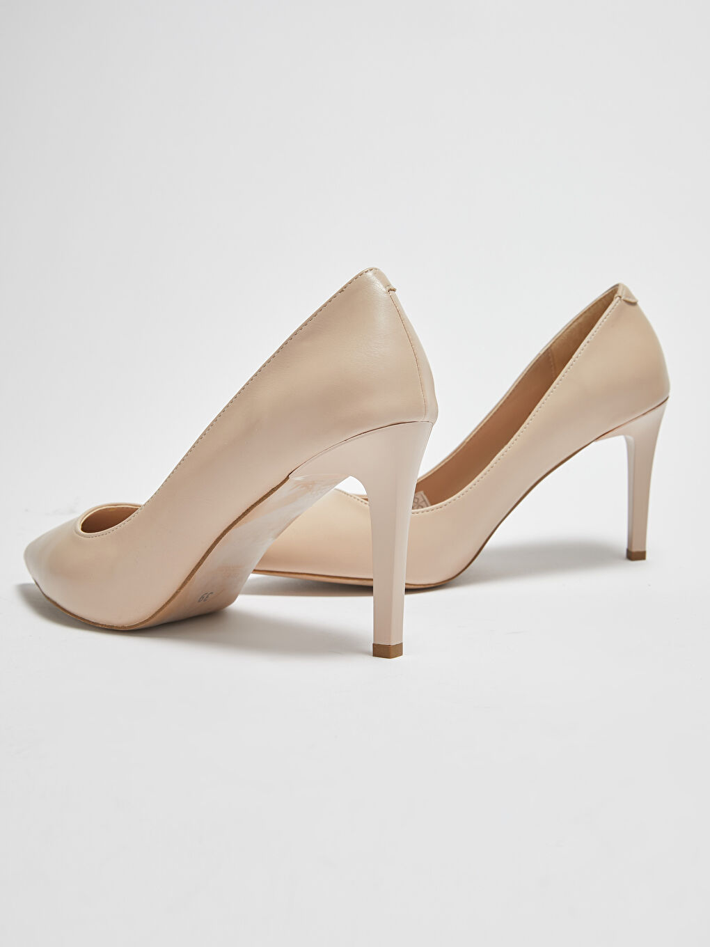 Pembe Kadın Deri Görünümlü Stiletto Ayakkabı-1