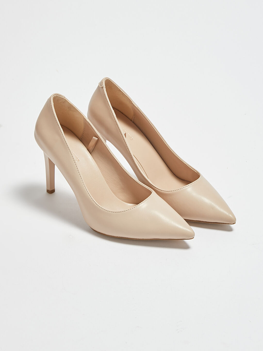 Pembe Kadın Deri Görünümlü Stiletto Ayakkabı