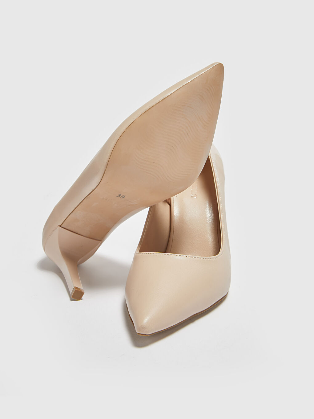 Pembe Kadın Deri Görünümlü Stiletto Ayakkabı-2