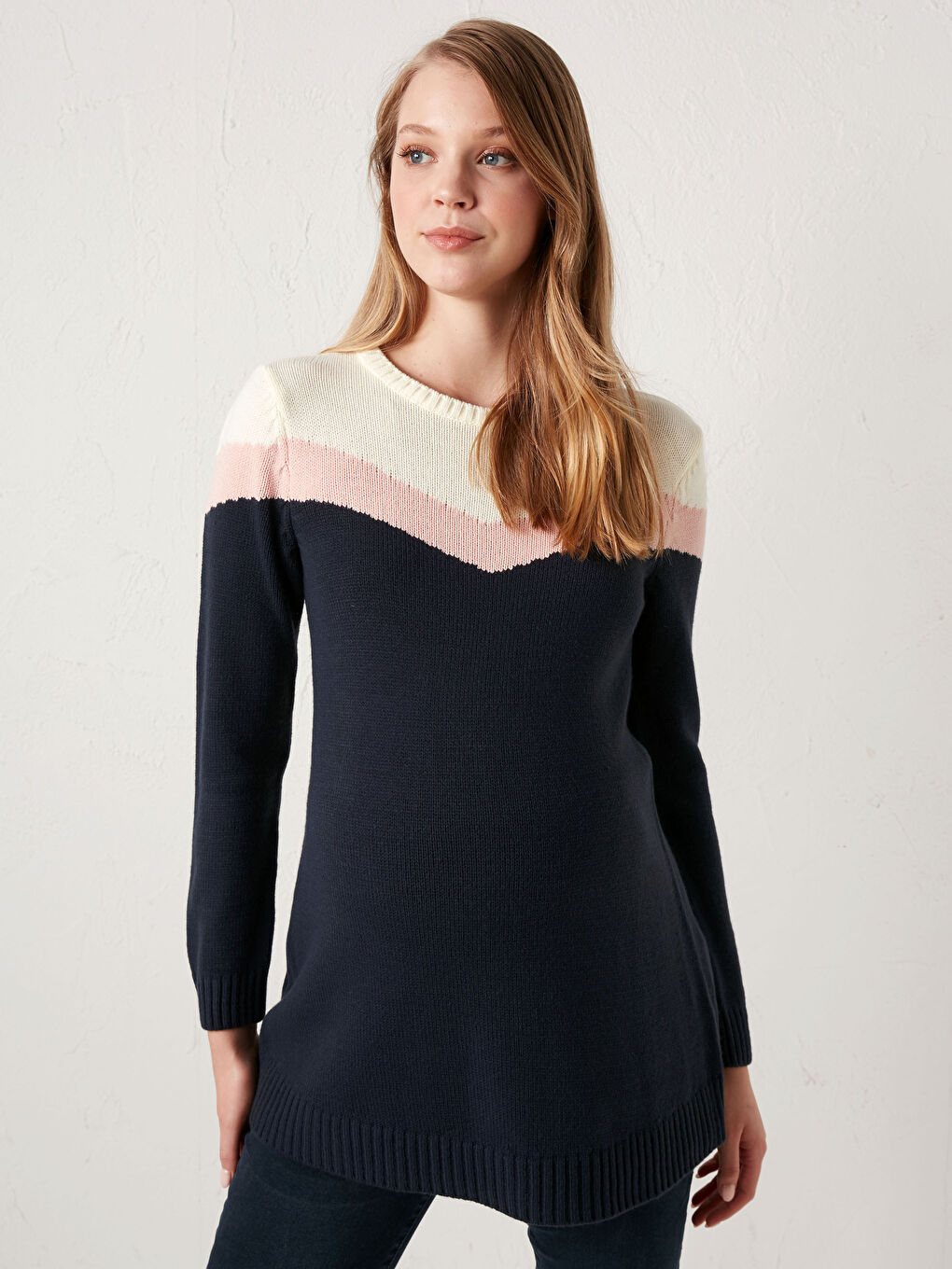 Maternity Patterned Acrylic Knitwear Tunic-3