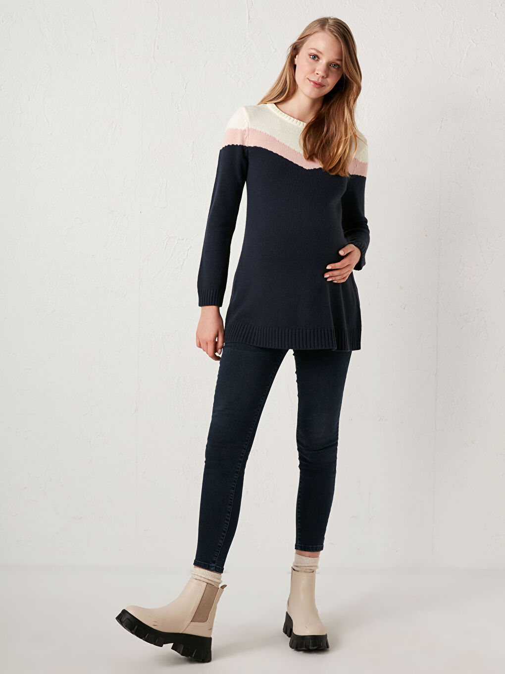 Maternity Patterned Acrylic Knitwear Tunic-4