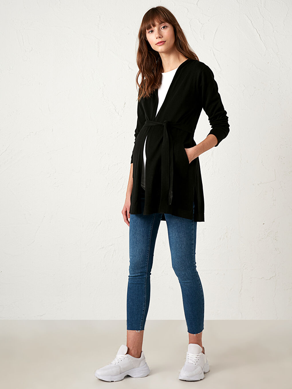 Кардиган для беременных с капюшоном из трикотажа-2