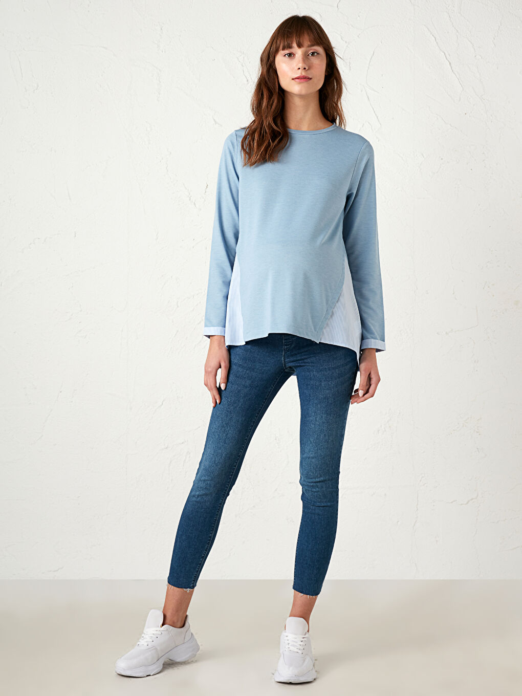 LCWAIKIKI Maternity Crew Neck Plain Maternity Sweatshirt Tunic -0WDH67Z8-GKM
