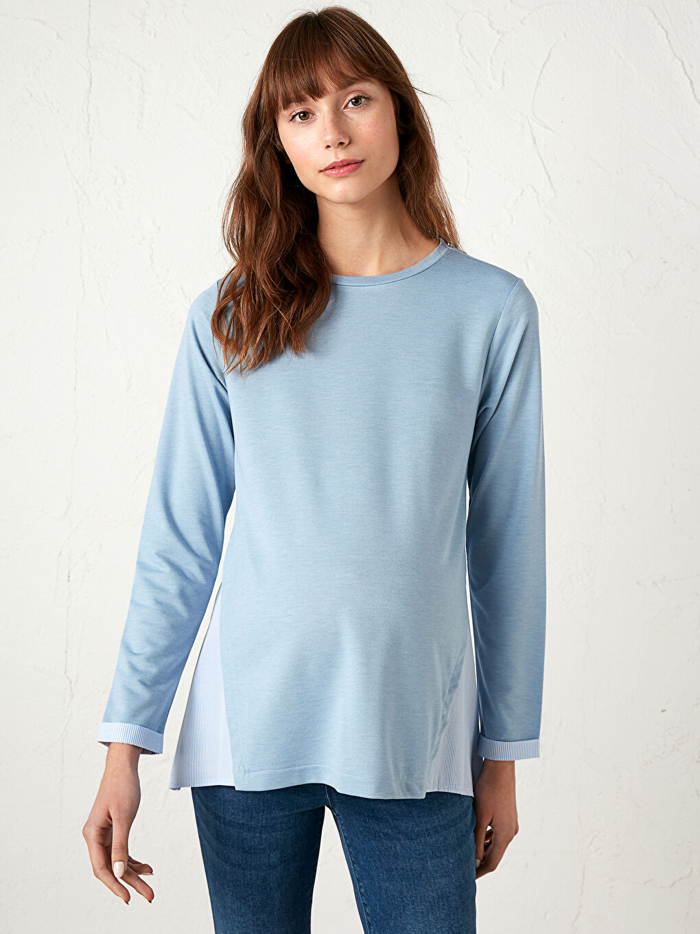 LCWAIKIKI Maternity Crew Neck Plain Maternity Sweatshirt Tunic -0WDH67Z8-GKM