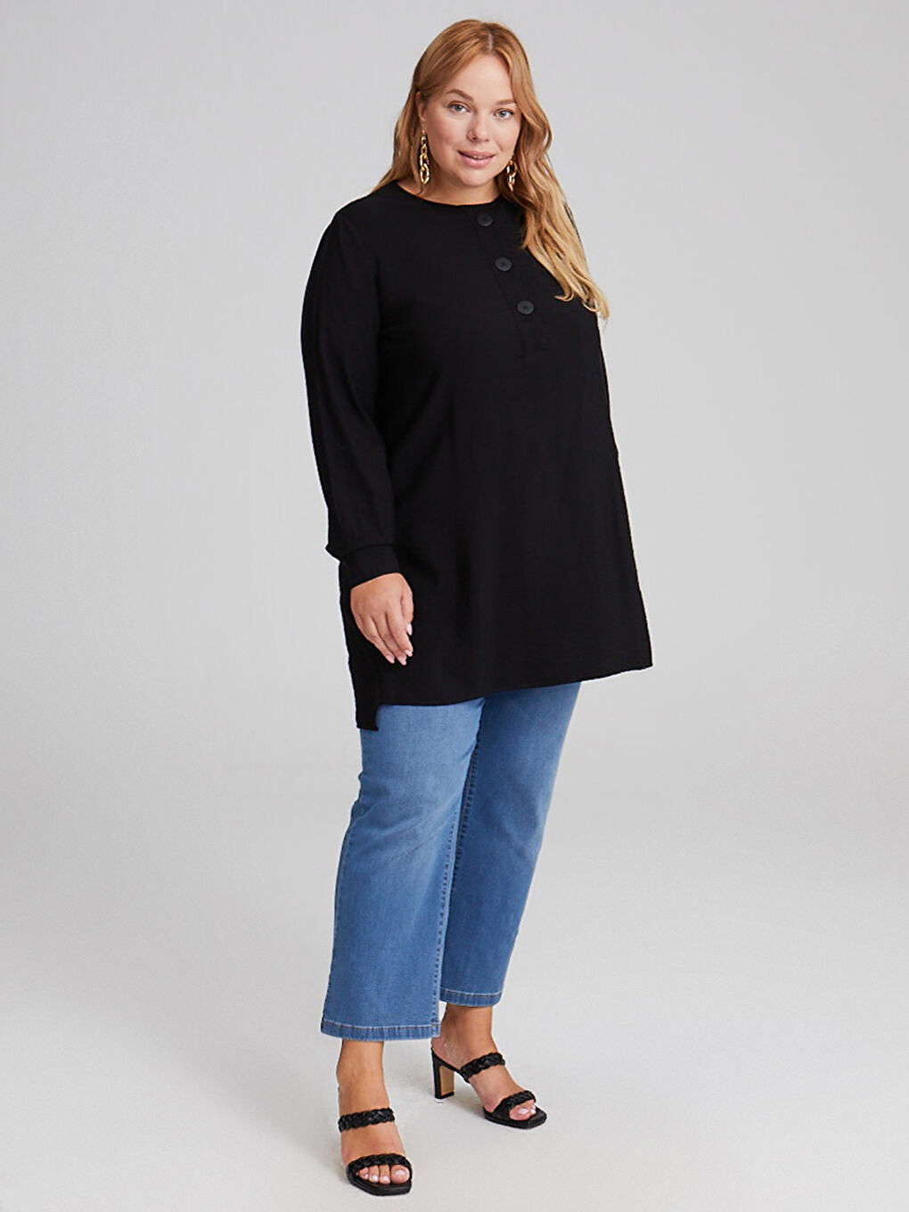 Crew Neck Long Sleeve Women's Tunic-2