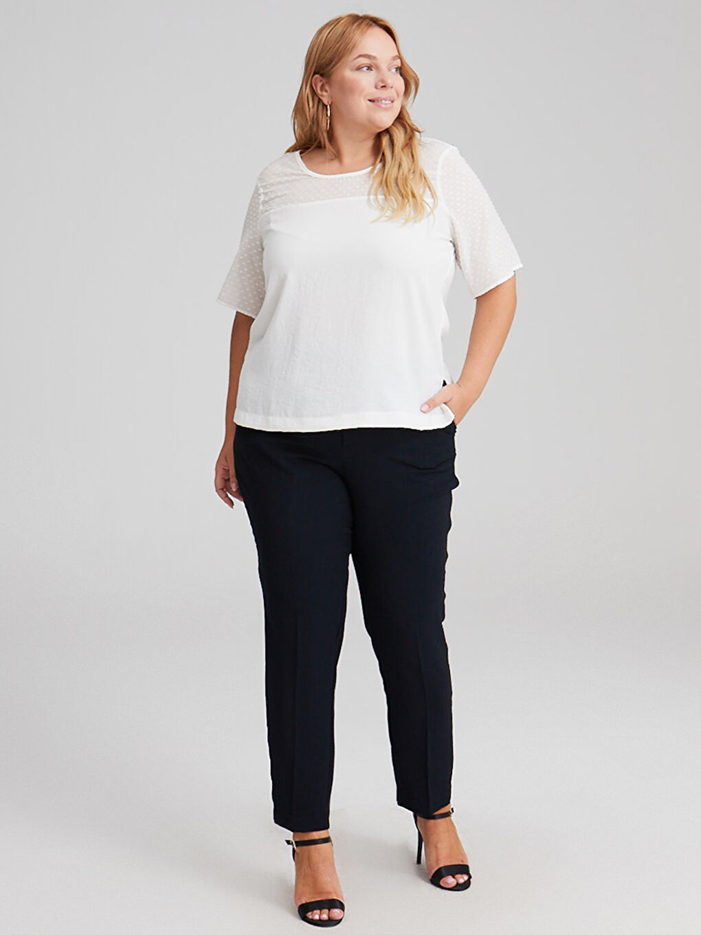 Ekru Bisiklet Yaka Kısa Kollu Poplin Kadın Bluz-1