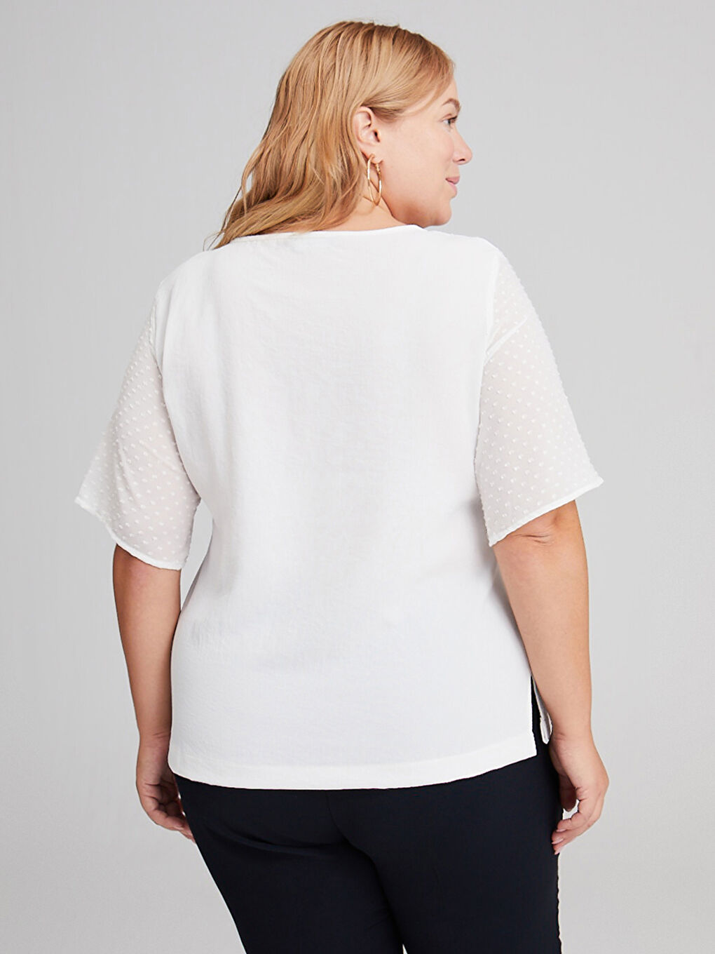 Ekru Bisiklet Yaka Kısa Kollu Poplin Kadın Bluz-3