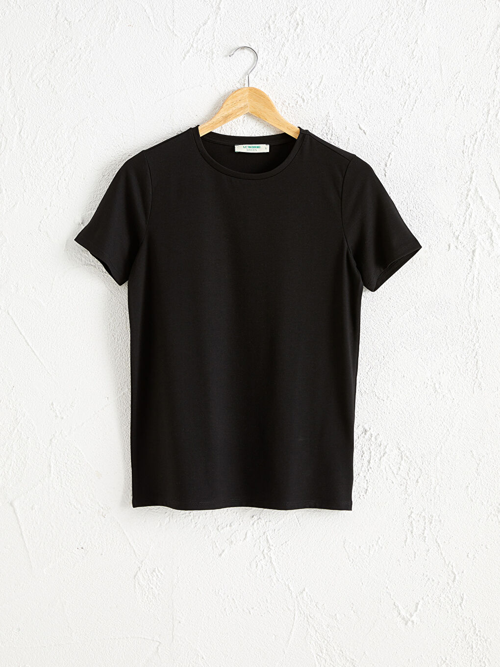 Siyah Düz Bisiklet Yaka Tişört