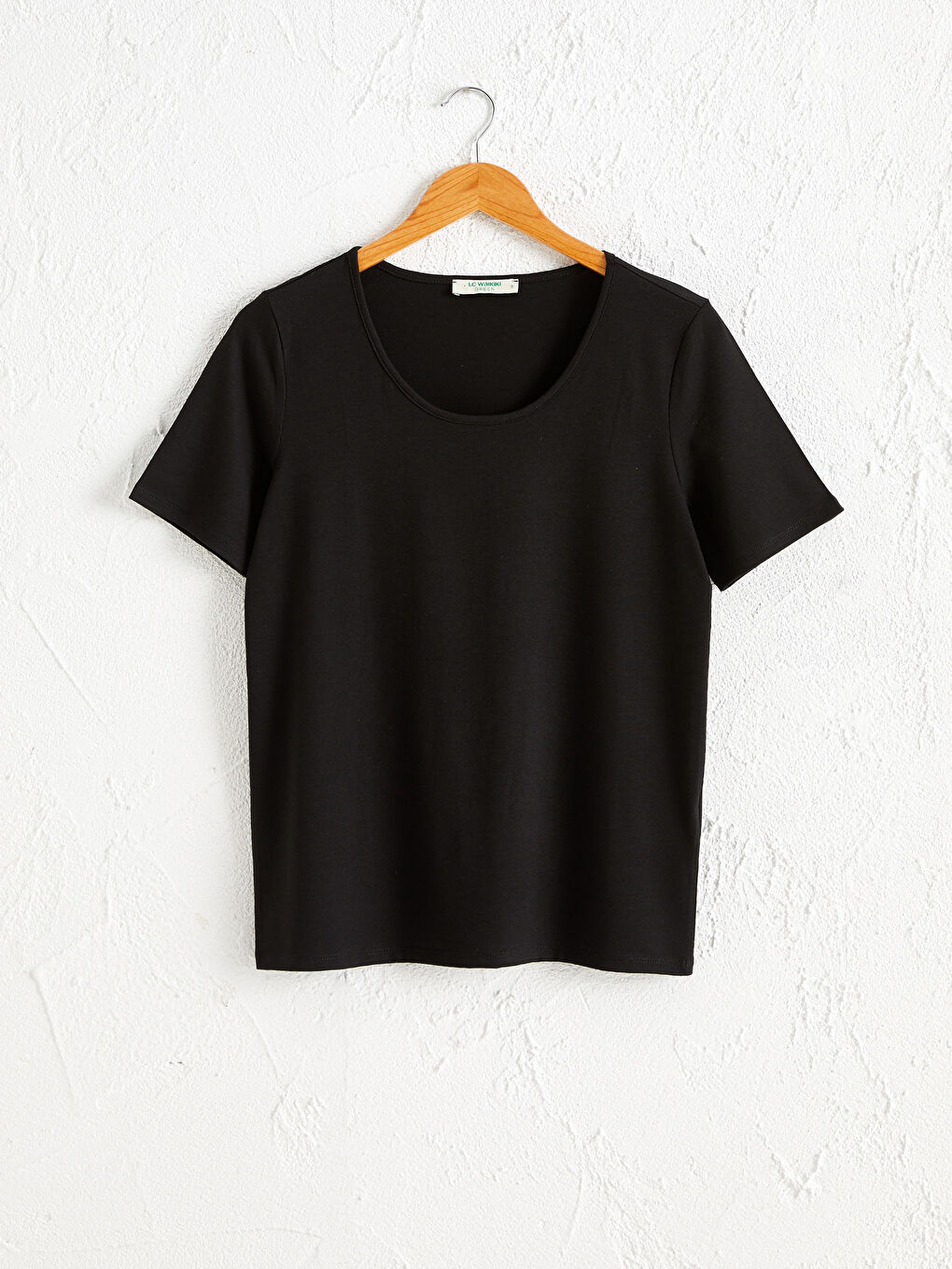 Siyah Düz Bisiklet Yaka Tişört