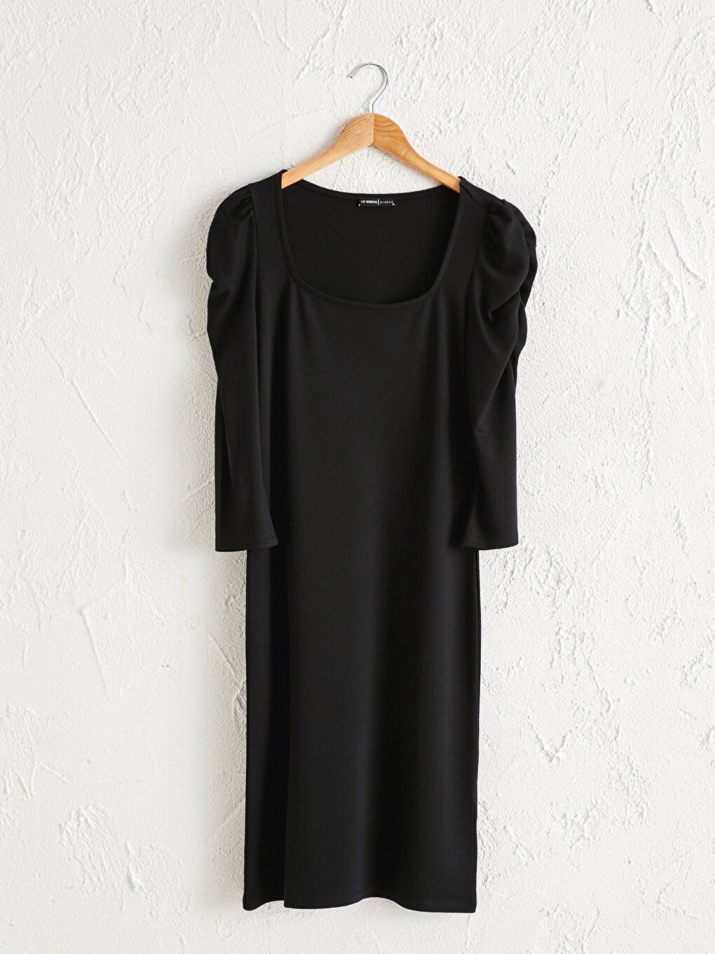 Robe à Col Carré Unie à Manches Longues pour Femmes-6