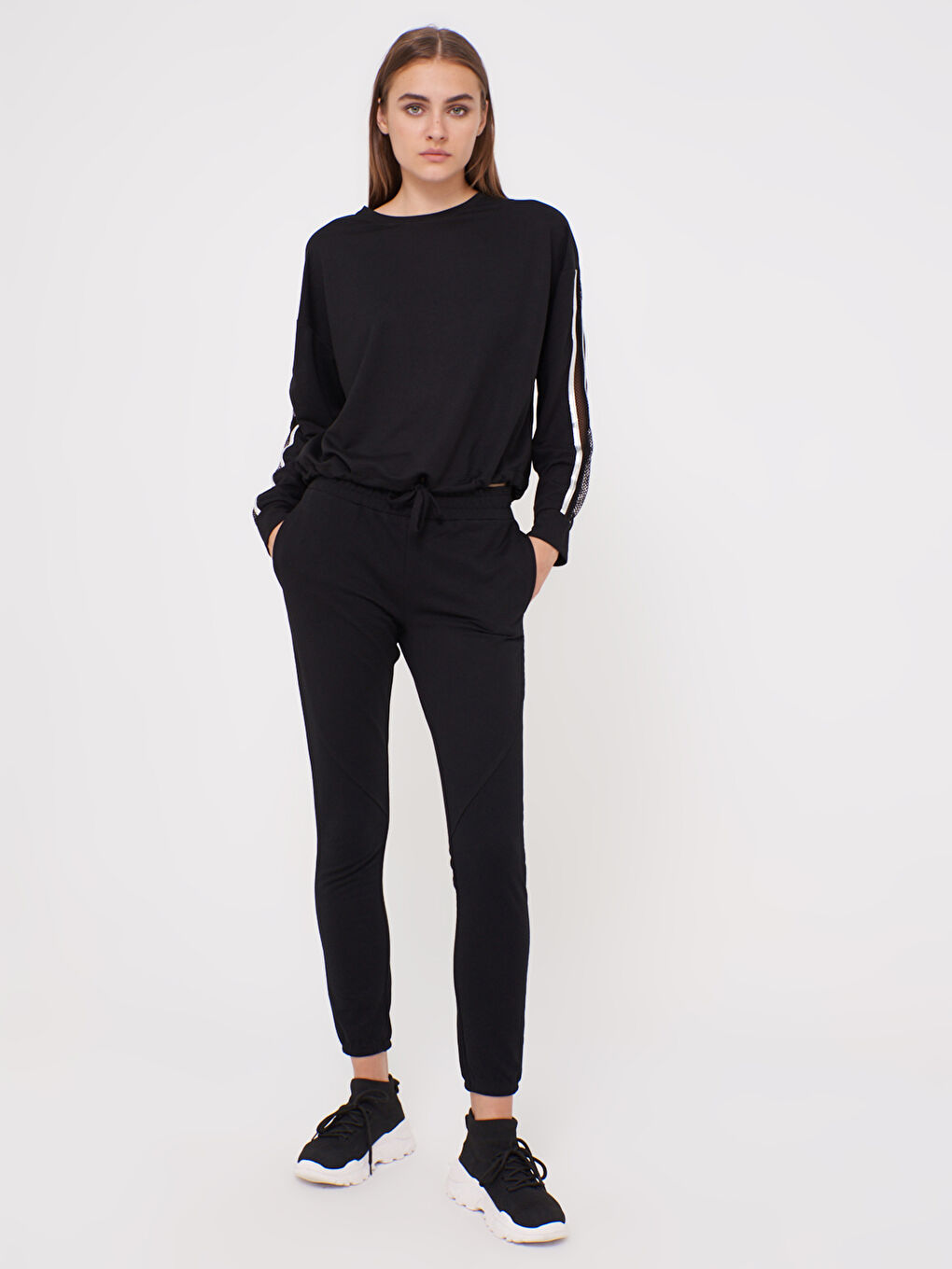 Pantalon de Survêtement Droit à Taille Élastique