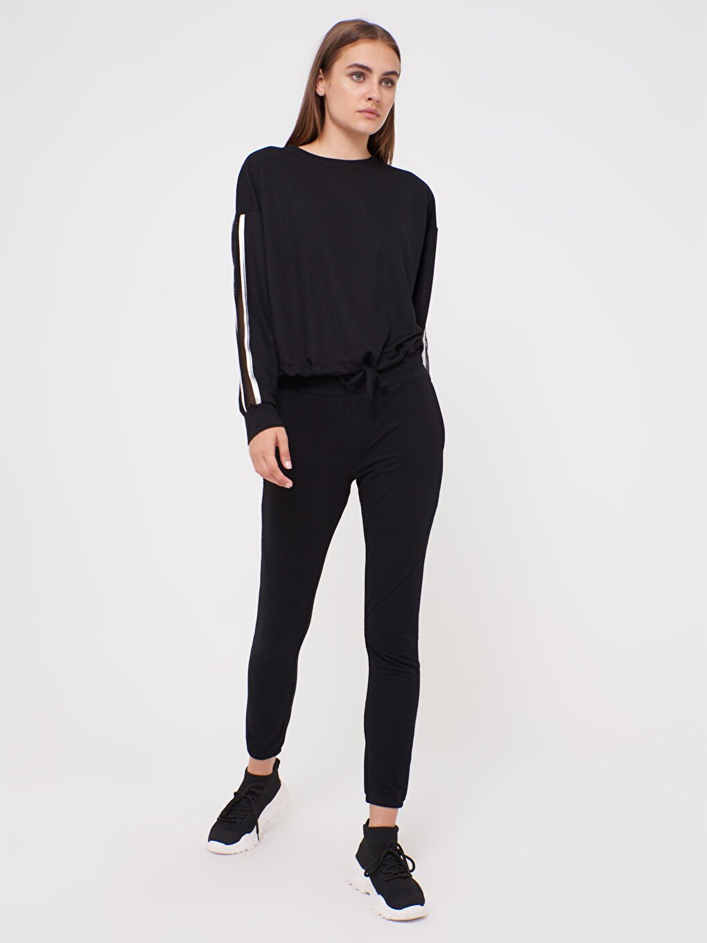 Pantalon de Survêtement Droit à Taille Élastique-1