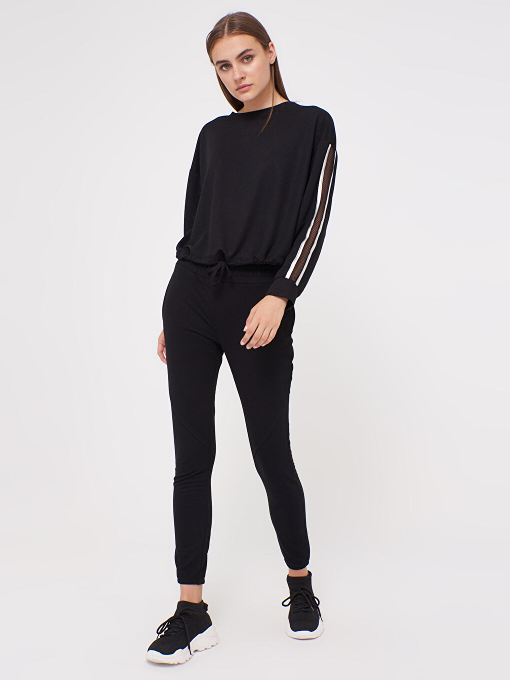 Pantalon de Survêtement Droit à Taille Élastique-2