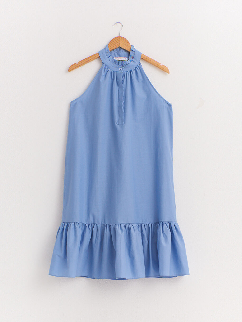 Halter Neck Ruffle Poplin Dress-7