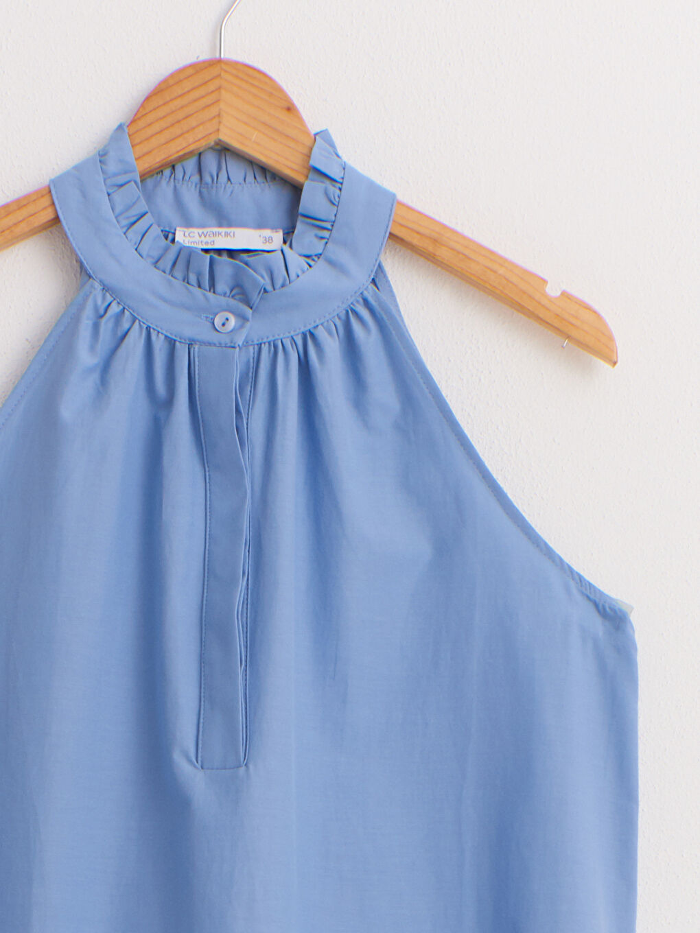 Halter Neck Ruffle Poplin Dress-8