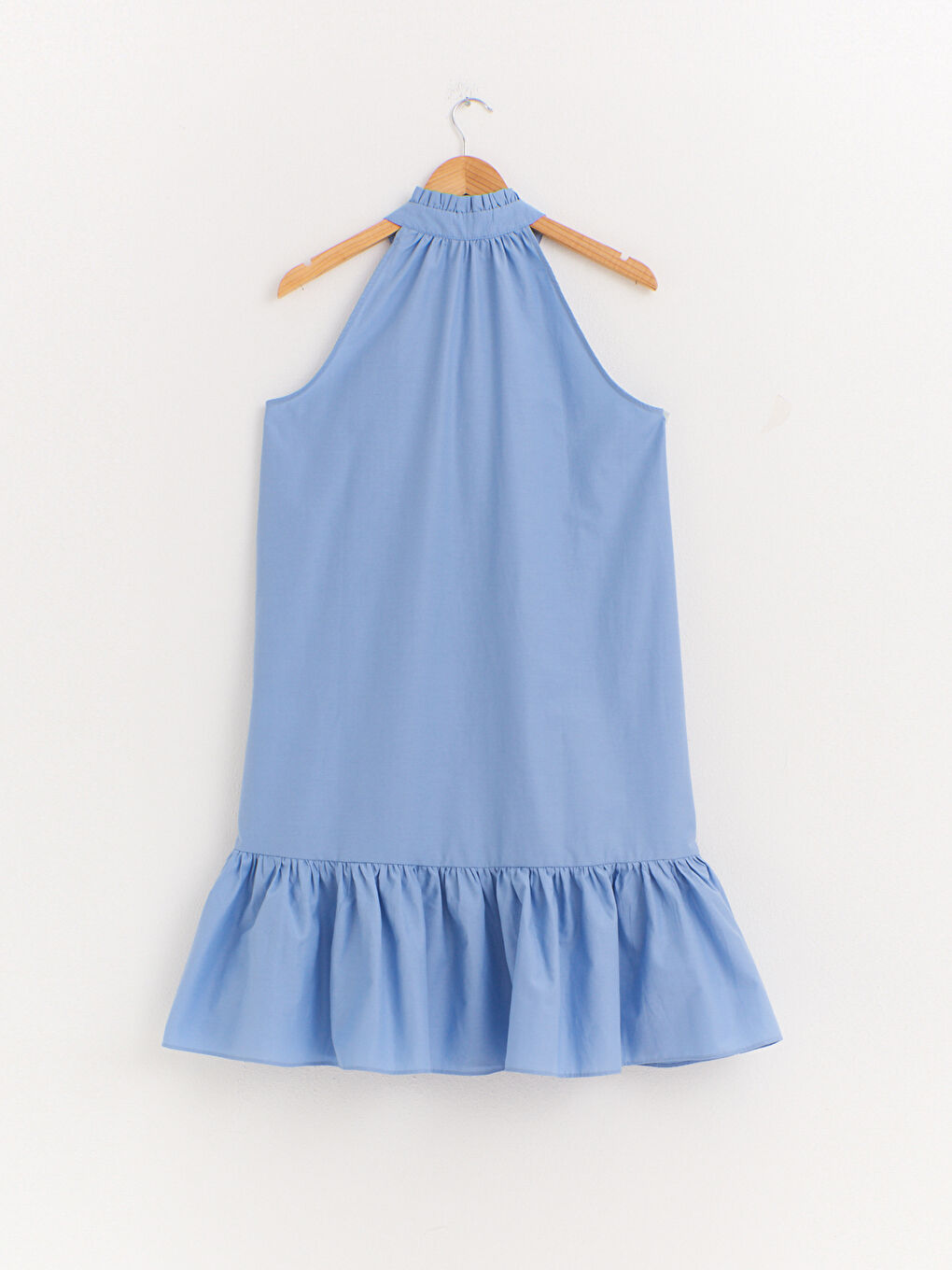 Halter Neck Ruffle Poplin Dress-9